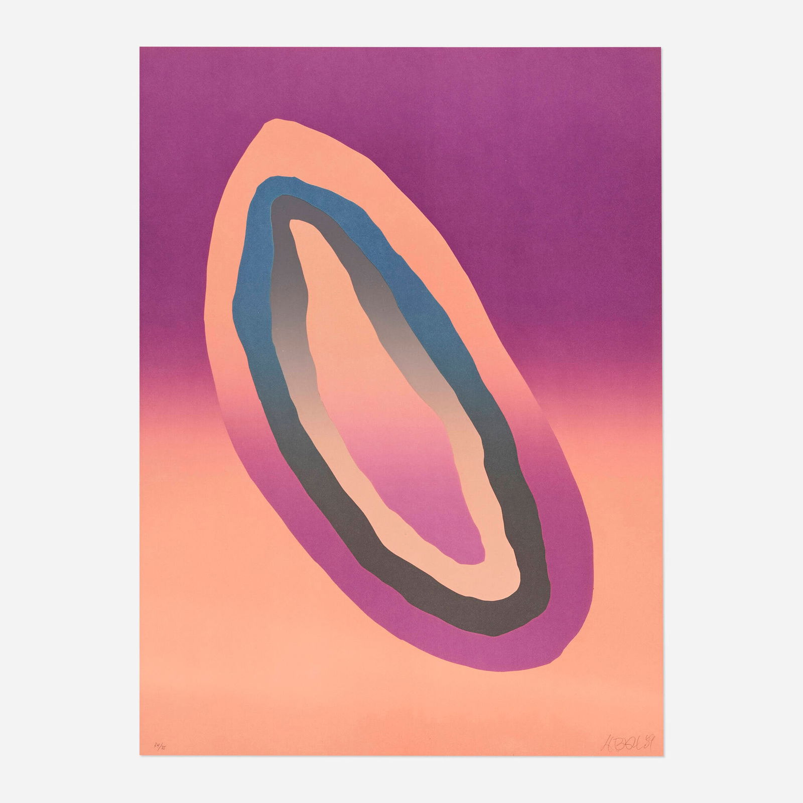 Larry Bell, Barcelona #9: Larry Bell Barcelona #9 1989lithograph in colors 29.875 h x 22 w in (76 x 56 cm) Signed, dated and numbered to lower edge '34/75 Larry Bell 89'. This work is number 34 from the edition of 75.<