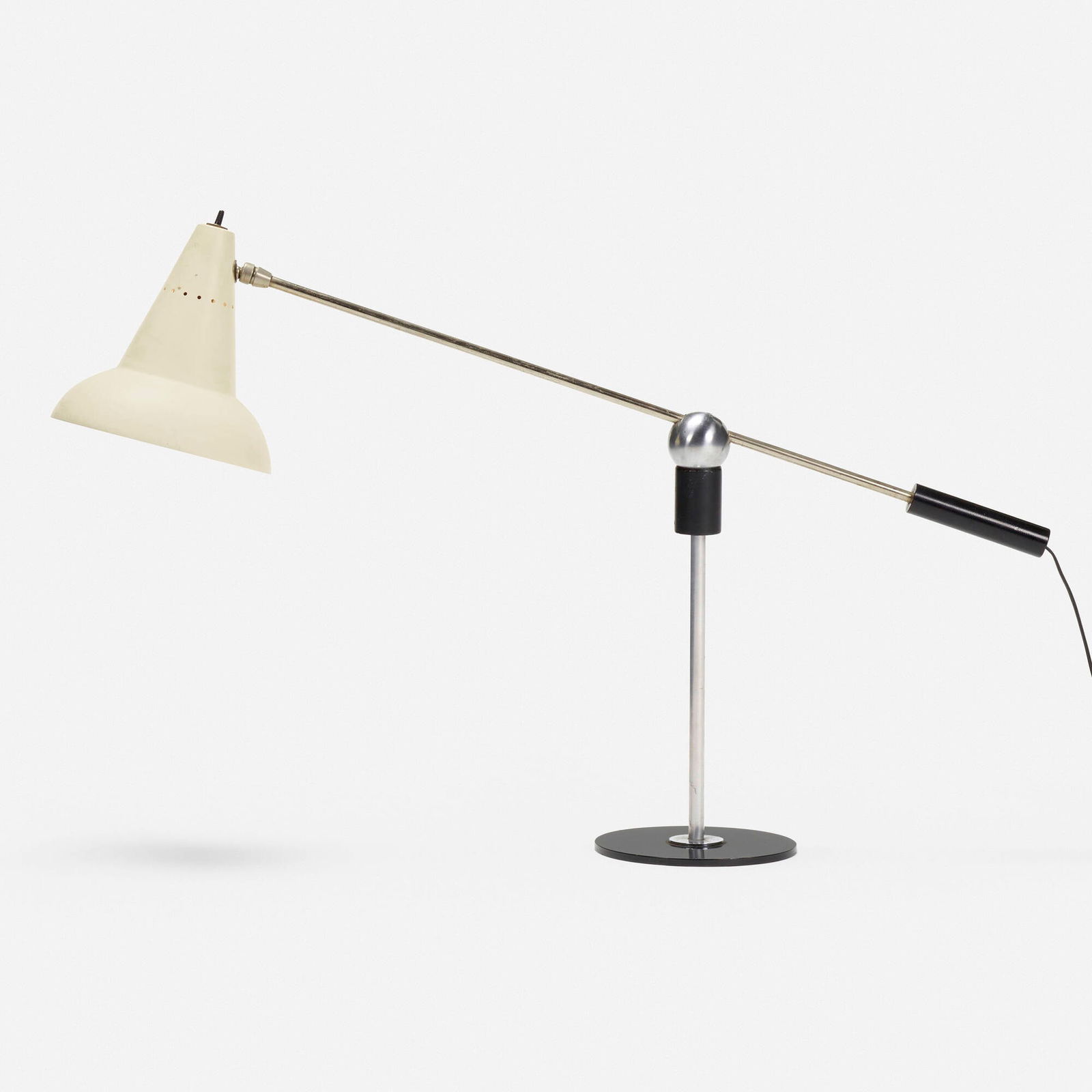 Gilbert Watrous, Table lamp: Gilbert Watrous Table lamp Heifetz Manufacturing Co.USA, c. 1951enameled aluminum, chrome-plated steel, enameled steel 22 h x 31.5 w x 7.25 d in (56 x 80 x 18 cm) Literature: