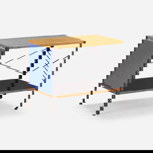 Charles and Ray Eames, ESU 150-C: Charles and Ray Eames ESU 150-C Herman MillerUSA, 1950birch plywood, lacquered Masonite, enameled steel 10.25 h x 24 w x 16 d in (26 x 61 x 41 cm) Decal manufacturer's mark to interior '