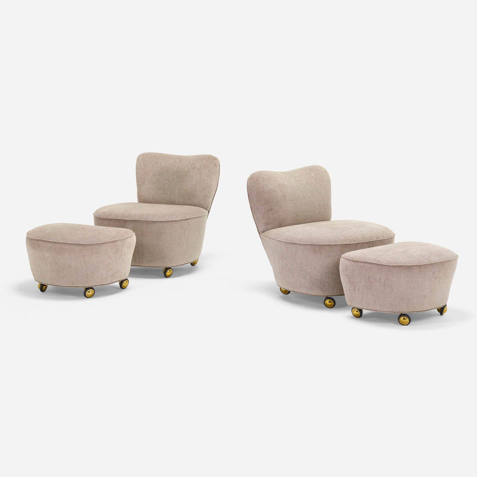 Vladimir Kagan, Fireside chairs and ottomans (1 of 4)