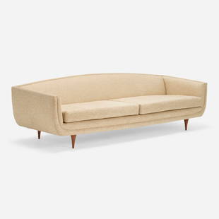 Karpen of California, Sofa: Karpen of California Sofa USA, c. 1960upholstery, walnut 24 h x 93.5 w x 31.5 d in (61 x 237 x 80 cm) This work will ship from Los Angeles, California.