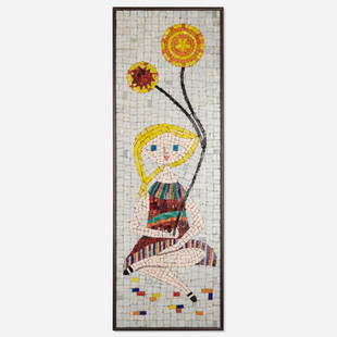 Evelyn Ackerman, Balloons mosaic: Evelyn Ackerman Balloons mosaic ERA IndustriesUSA, c. 1958mosaic glass tiles laid to Masonite in artist-made frame 35.75 h x 12 w in (91 x 30 cm) LAMA would like to thank the Ackerman Es