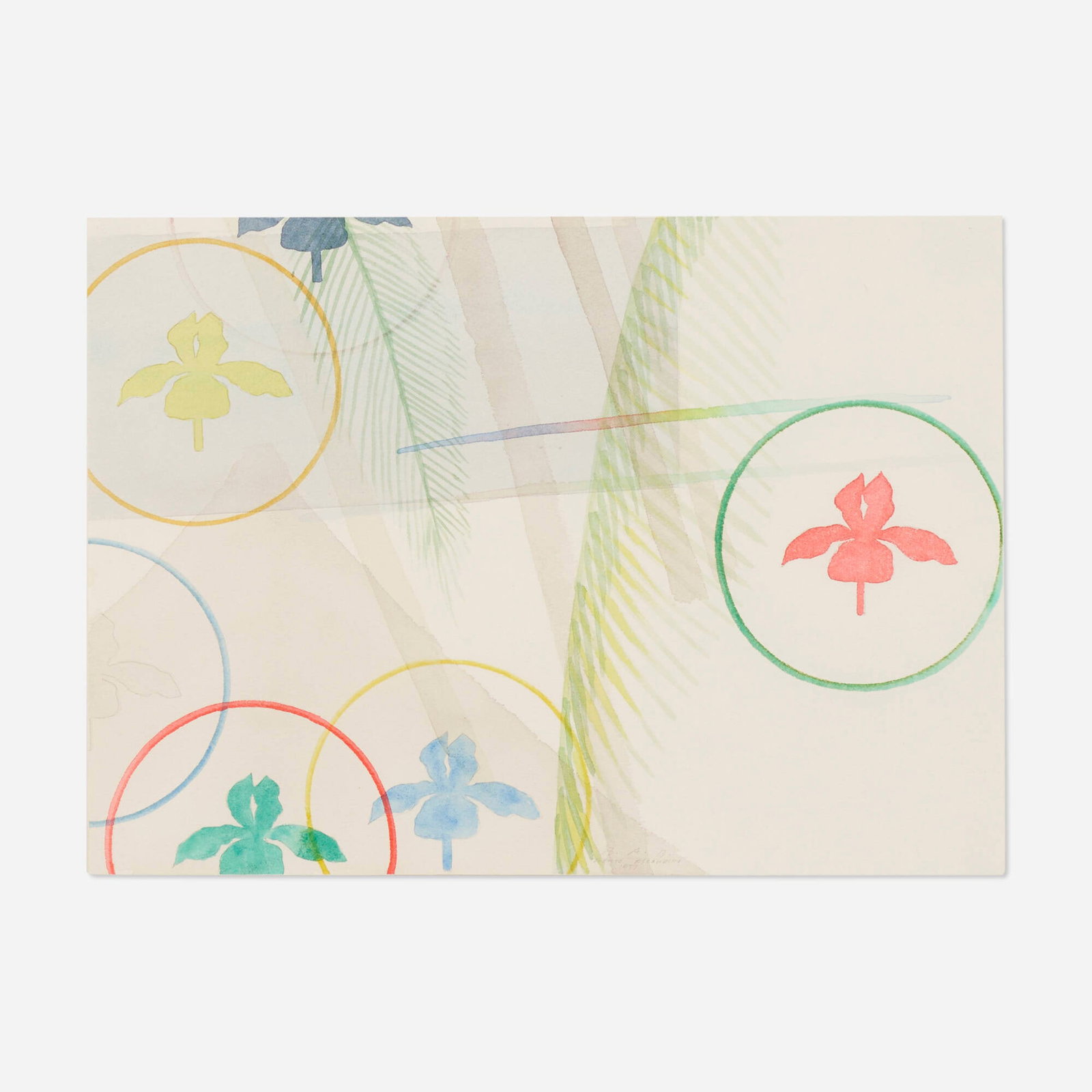 Billy Al Bengston, Untitled (Puerto Escondido): Billy Al Bengston Untitled (Puerto Escondido) 1977watercolor and graphite on paper 10.25 h x 14 w in (26 x 36 cm) Signed, titled and dated to lower center 'B.A.B. Puerto Escondido 1977'. Artis