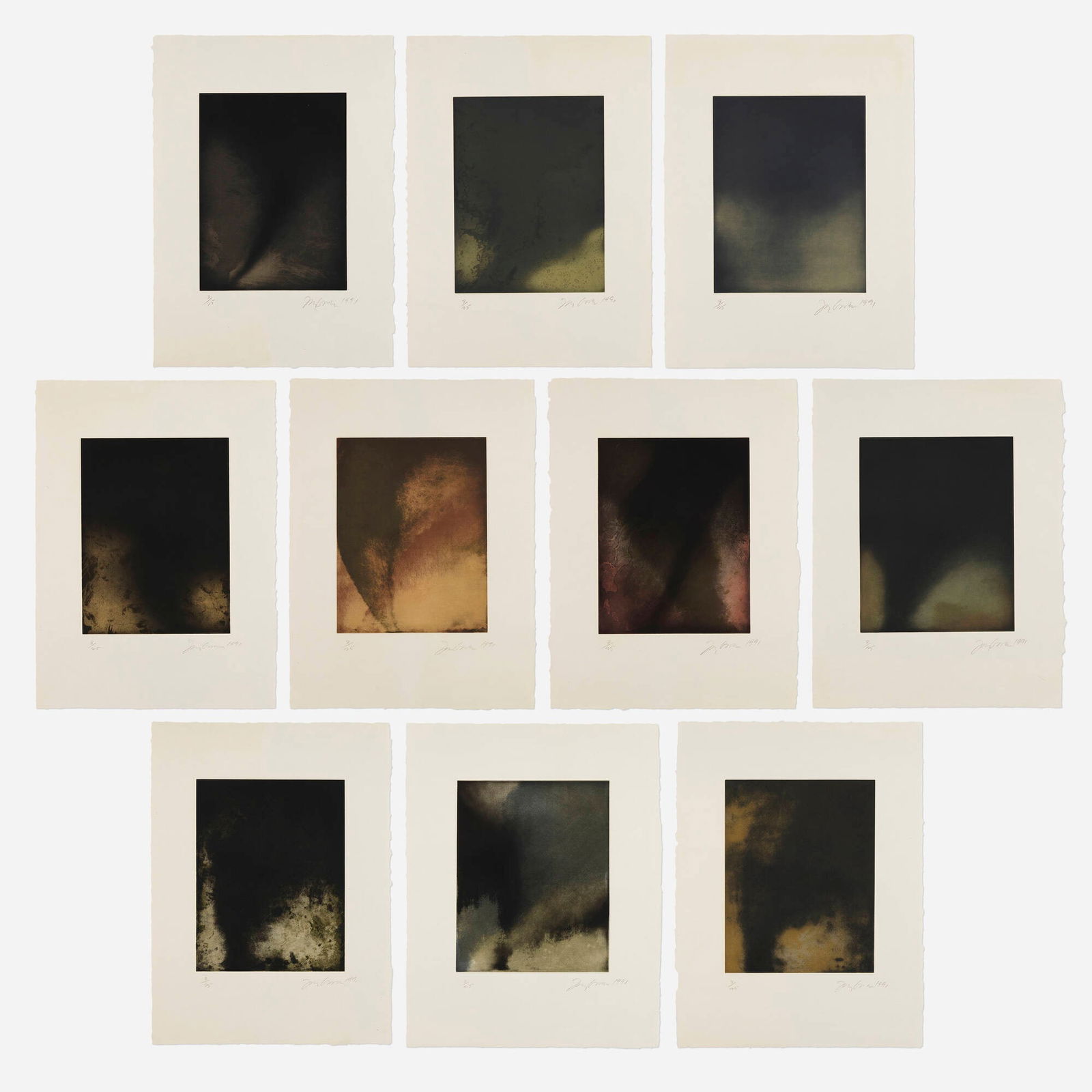 Joe Goode, Tornadoes: Joe Goode Tornadoes 1991etching and aquatint in colors image: 26.5 h x 19.75 w in (67 x 50 cm) sheet: 26.5 h x 19.75 w in (67 x 50 cm) portfolio: 27.5 h x 20.75 w x 1 d in (70 x 53 x 3 cm) <