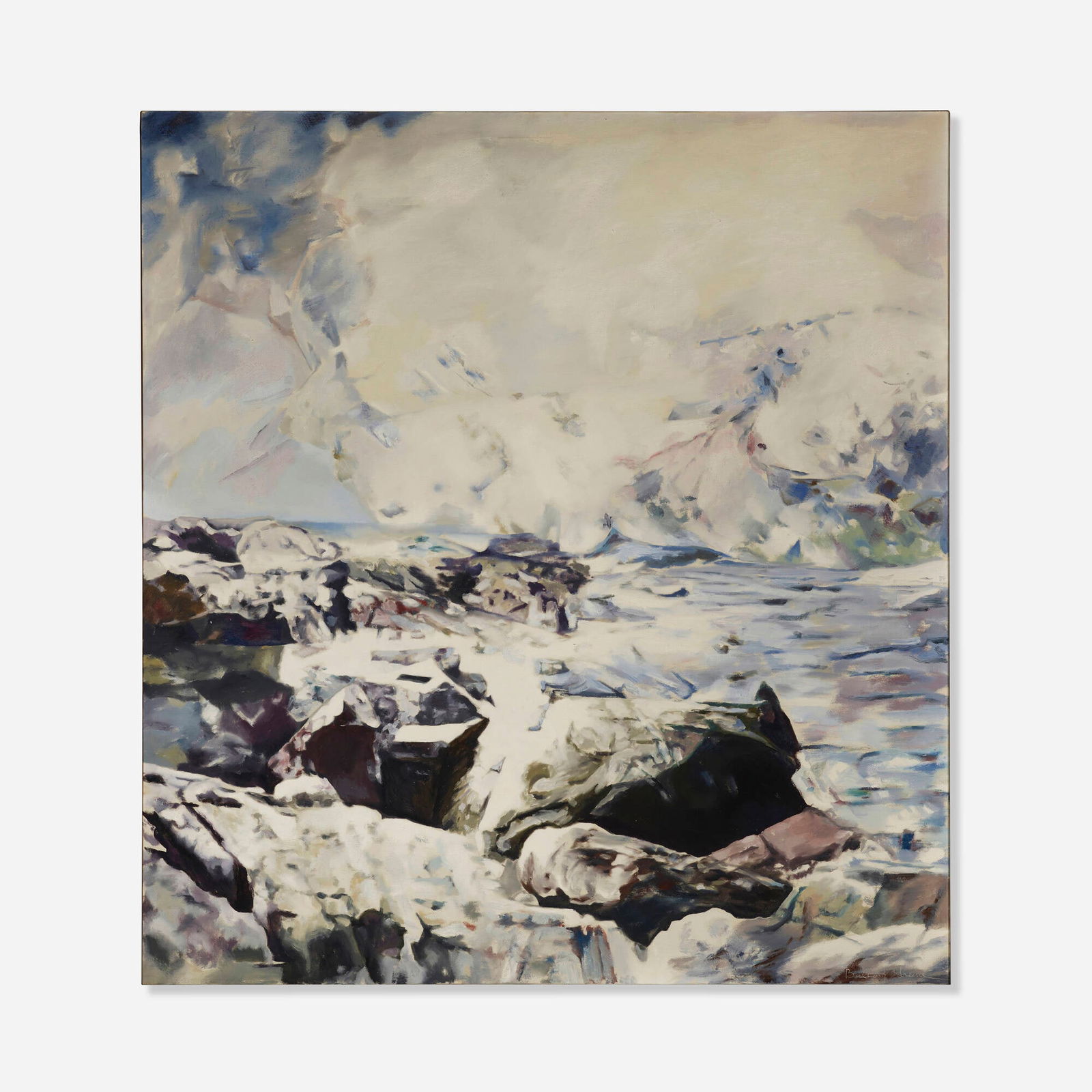 Balcomb Greene, Wind, Ocean, Sun: Balcomb Greene Wind, Ocean, Sun 1963oil on canvas 54.125 h x 50 w in (137 x 127 cm) Signed to lower right 'Balcomb Greene'. Titled to verso 'Wind, Ocean, Sun'. Provenance: