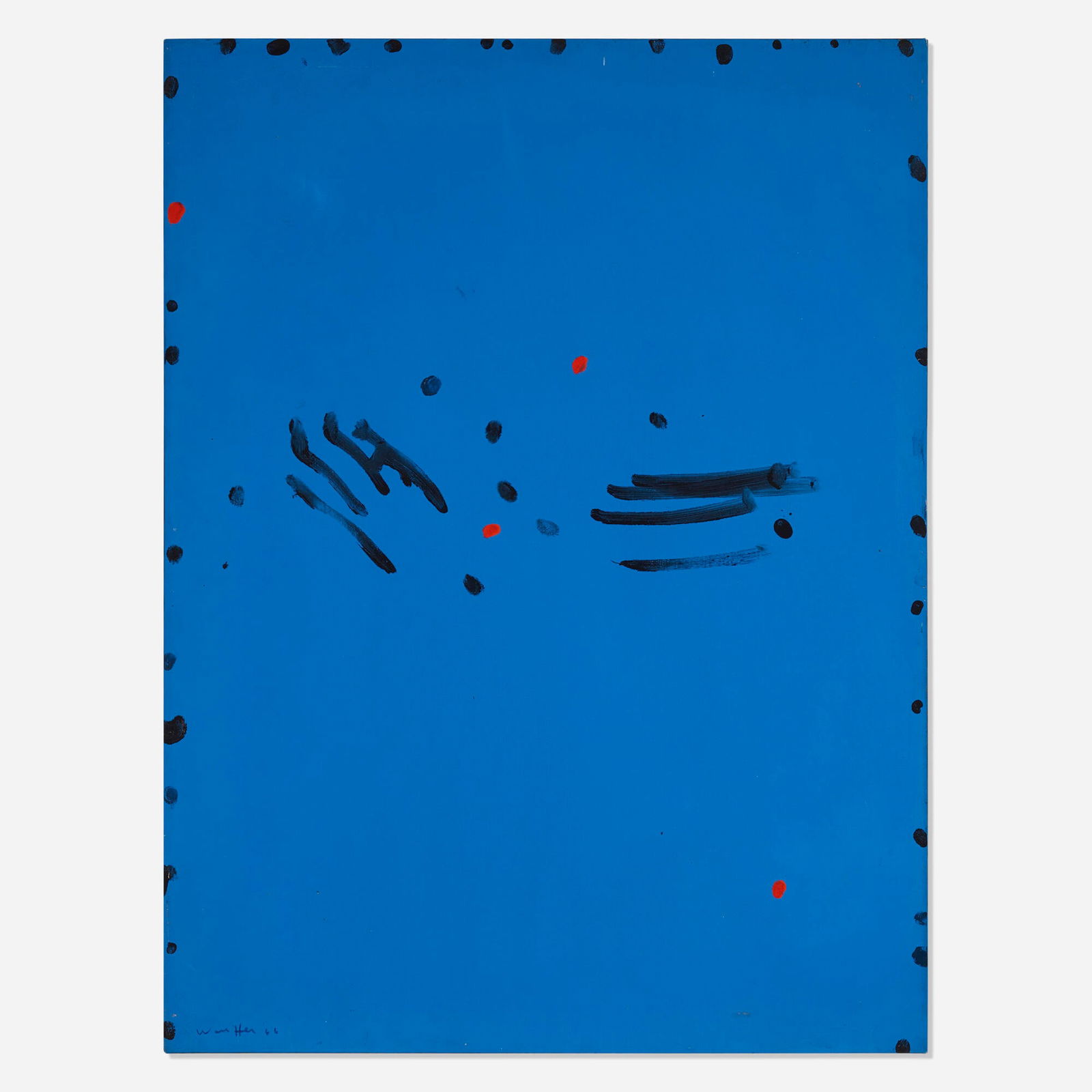 Emerson Woelffer, For Andre (Breton): Emerson Woelffer For Andre (Breton) 1966Aquatec on canvas 50 h x 38 w in (127 x 97 cm) Signed and dated to lower left 'Woelffer 66'. Signed, titled and dated to verso 'For Andre Woelffer 1966