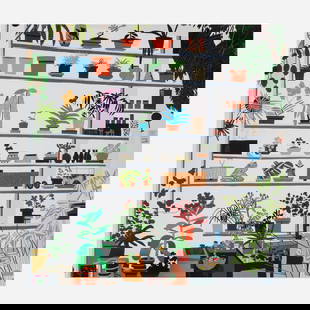 Jonas Wood, Large Shelf Still Life: Jonas Wood Large Shelf Still Life 2017offset lithograph in colors 22.875 h x 23 w in (58 x 58 cm) This work is from an unnumbered edition published in conjunction with the exhibition Shio K
