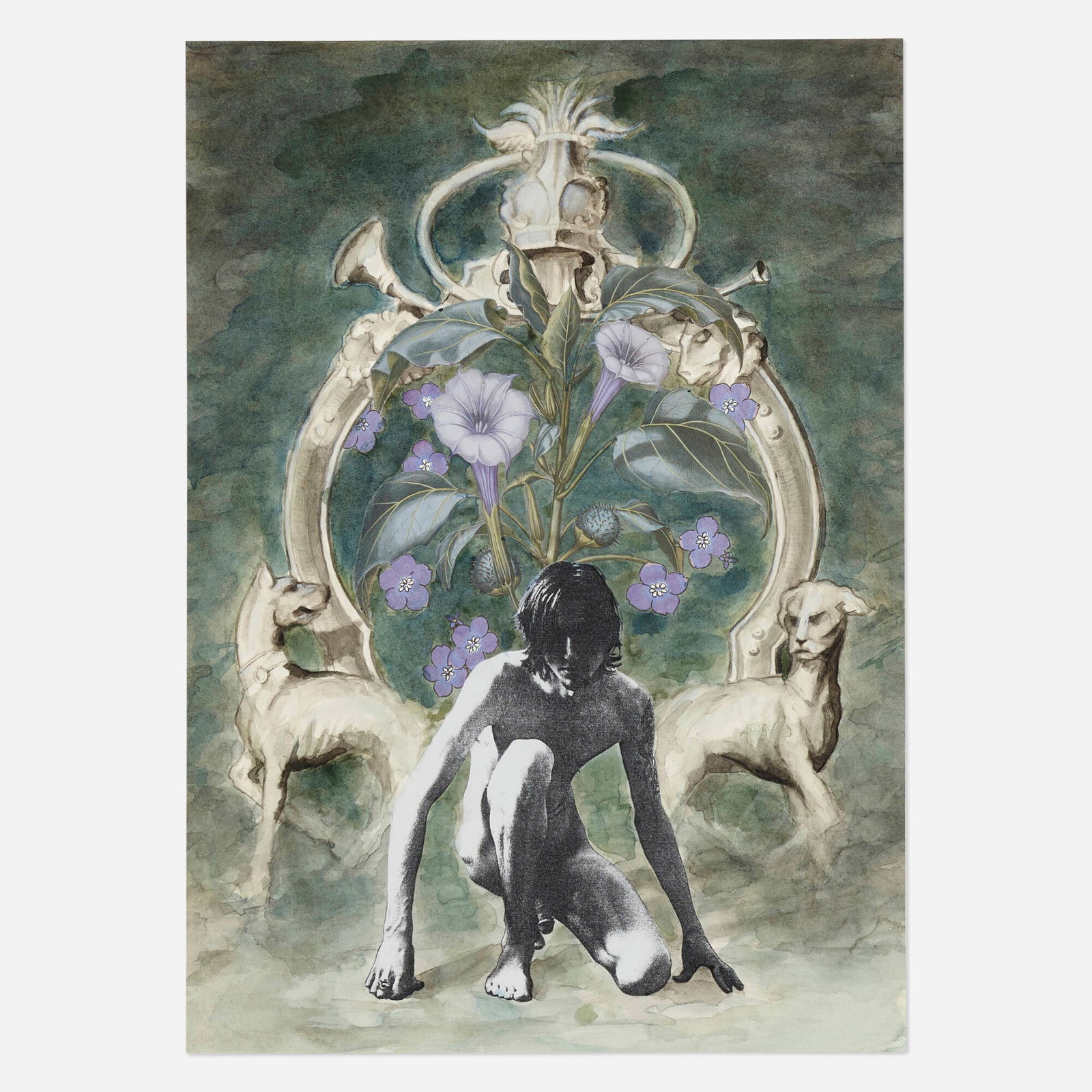 Scott Treleaven, Untitled (after Openord): Scott Treleaven Untitled (after Openord) 2007watercolor, crayon and paper collage on paper 15.75 h x 11.25 w in (40 x 29 cm) Signed, titled and dated to verso 'Untitled (after Openord) Treleav