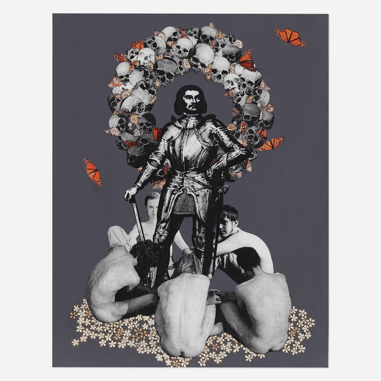 Scott Treleaven, Bluebeard (on grey): Scott Treleaven Bluebeard (on grey) 2004gouache and paper collage on board 14 h x 11 w in (36 x 28 cm) Signed, titled and dated to verso 'Bluebeard (on grey) Treleaven 2004'. Pr