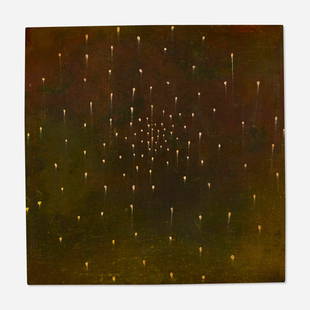 Darren Waterston, Etude No. 15: Darren Waterston Etude No. 15 1993oil on wood panel 12 h x 12 w in (30 x 30 cm) Signed, titled, dated and inscribed to verso 'Darren Waterston 1993 Etude no. 15 mothes. lights'.