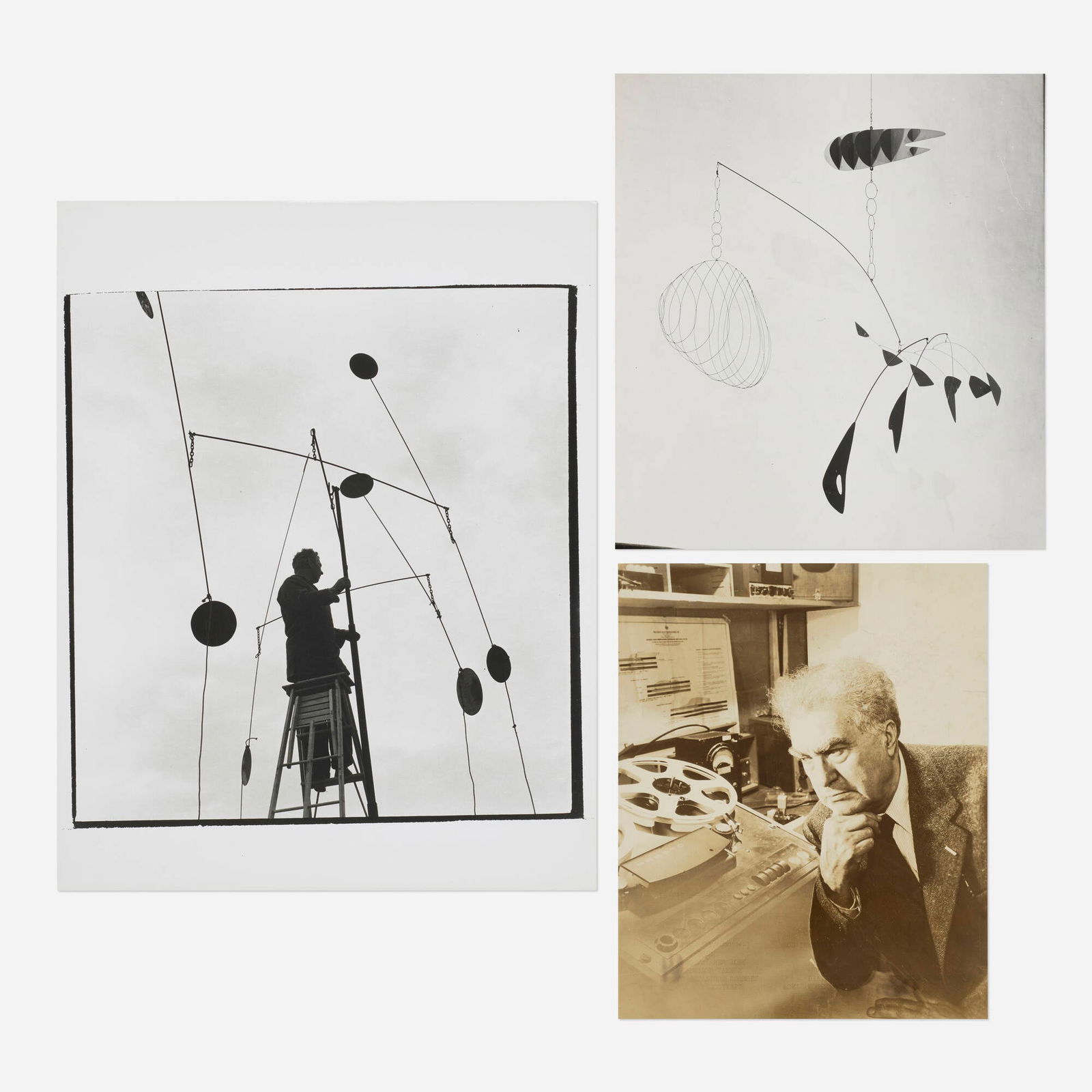 Herbert Matter, Calder assembling : Herbert Matter Calder assembling Five Rods and Nine Discs; Untitled (three works) 1936silver gelatin print 14 h x 11 w in (36 x 28 cm) 9.625 h x 8.75 w in (24 x 22 cm) 9.125 h x 7.375 w in (23
