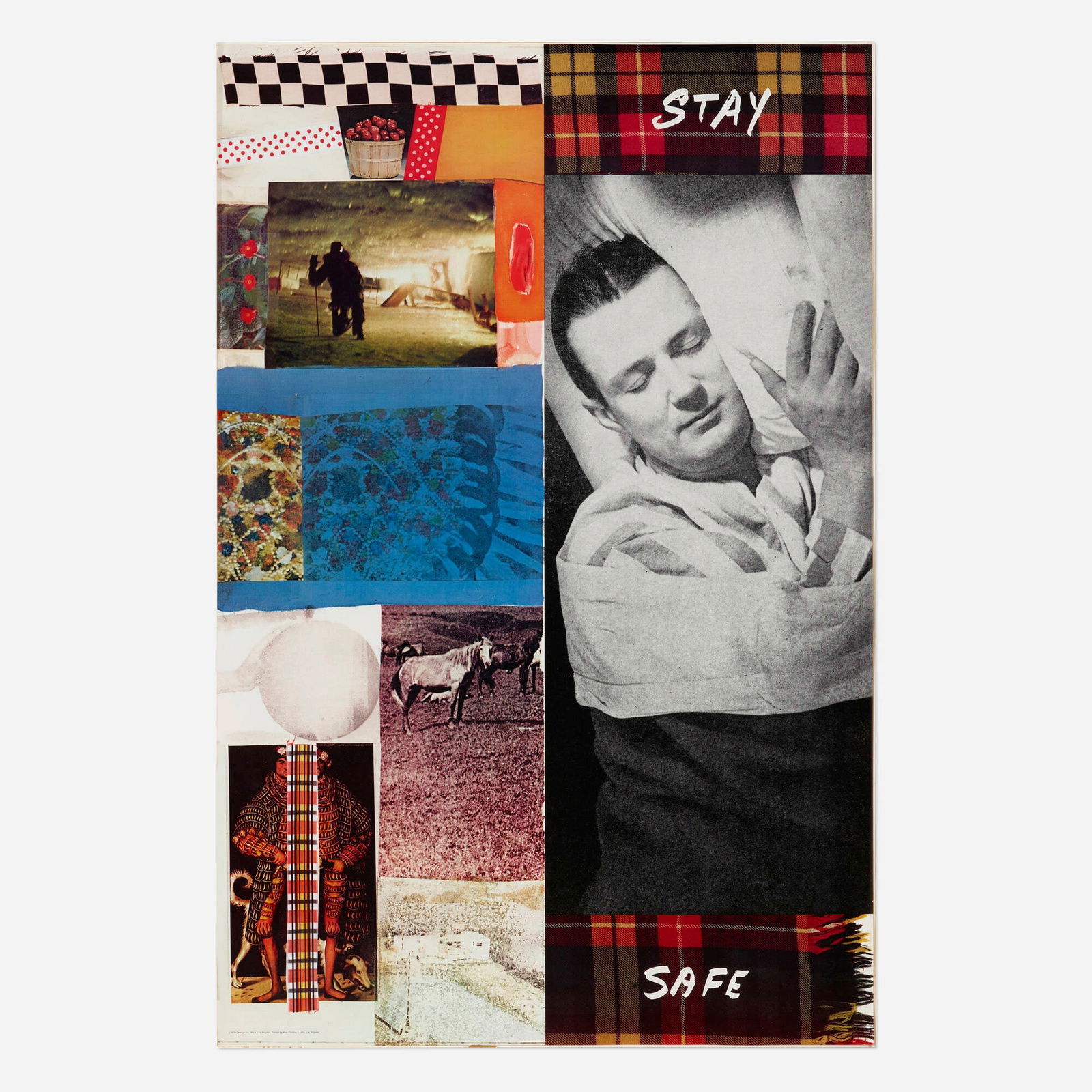 Ed Ruscha and Robert Rauschenberg, Stay Safe: Ed Ruscha and Robert Rauschenberg Stay Safe 1978offset lithograph in colors 35.125 h x 23 w in (89 x 58 cm) This work is from the edition of unknown size printed by Alan Printing and Litho, Lo