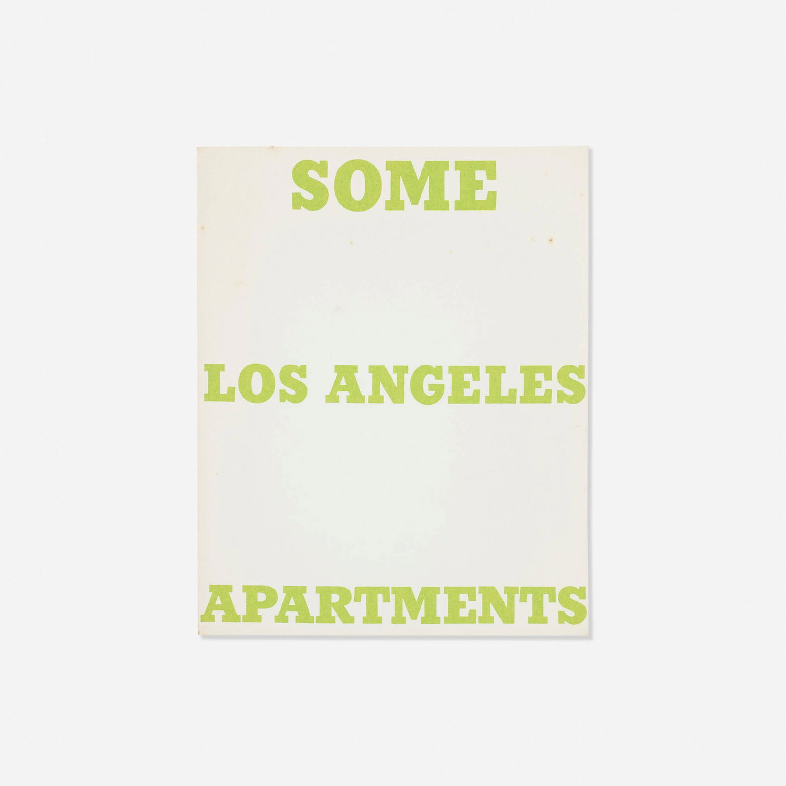 Ed Ruscha, Some Los Angeles Apartments: Ed Ruscha Some Los Angeles Apartments 1965 / 1970black offset printing on 100 lb. white Vicksburg Vellum text paper 7 h x 5.5 w x .25 d in (18 x 14 x 1 cm) This work is from the second edition