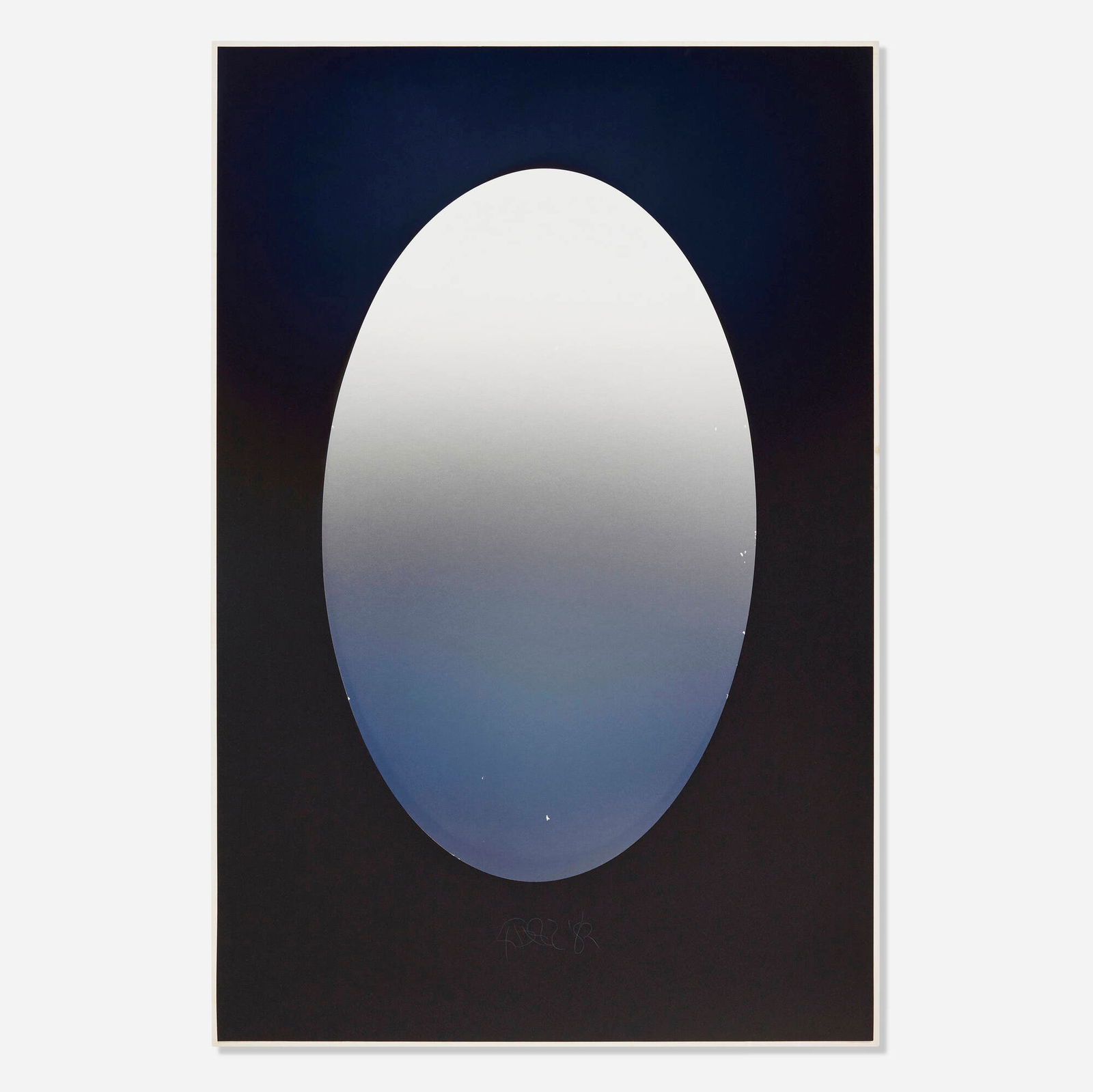 Larry Bell, ELBKIN 26: Larry Bell ELBKIN 26 1982vaporized metal on paper 53.5 h x 35.5 w in (136 x 90 cm) Signed and dated to lower center 'Larry Bell '82'. Titled, dated and inscribed to verso 'ELBKIN 26 2/21/82 Il