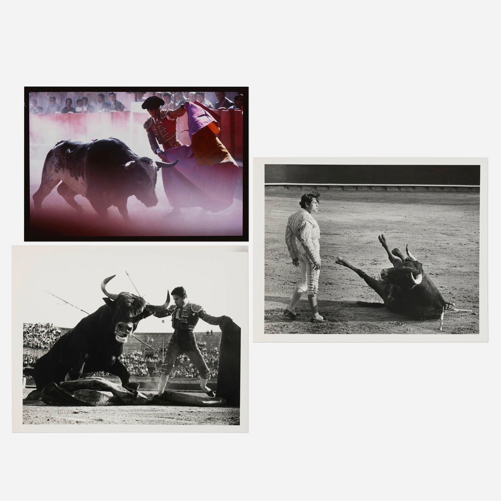Lucien Clergue, Untitled; Sebastian Palomo Linares, un Castellou; Bull Dying (three works) (1 of 2)