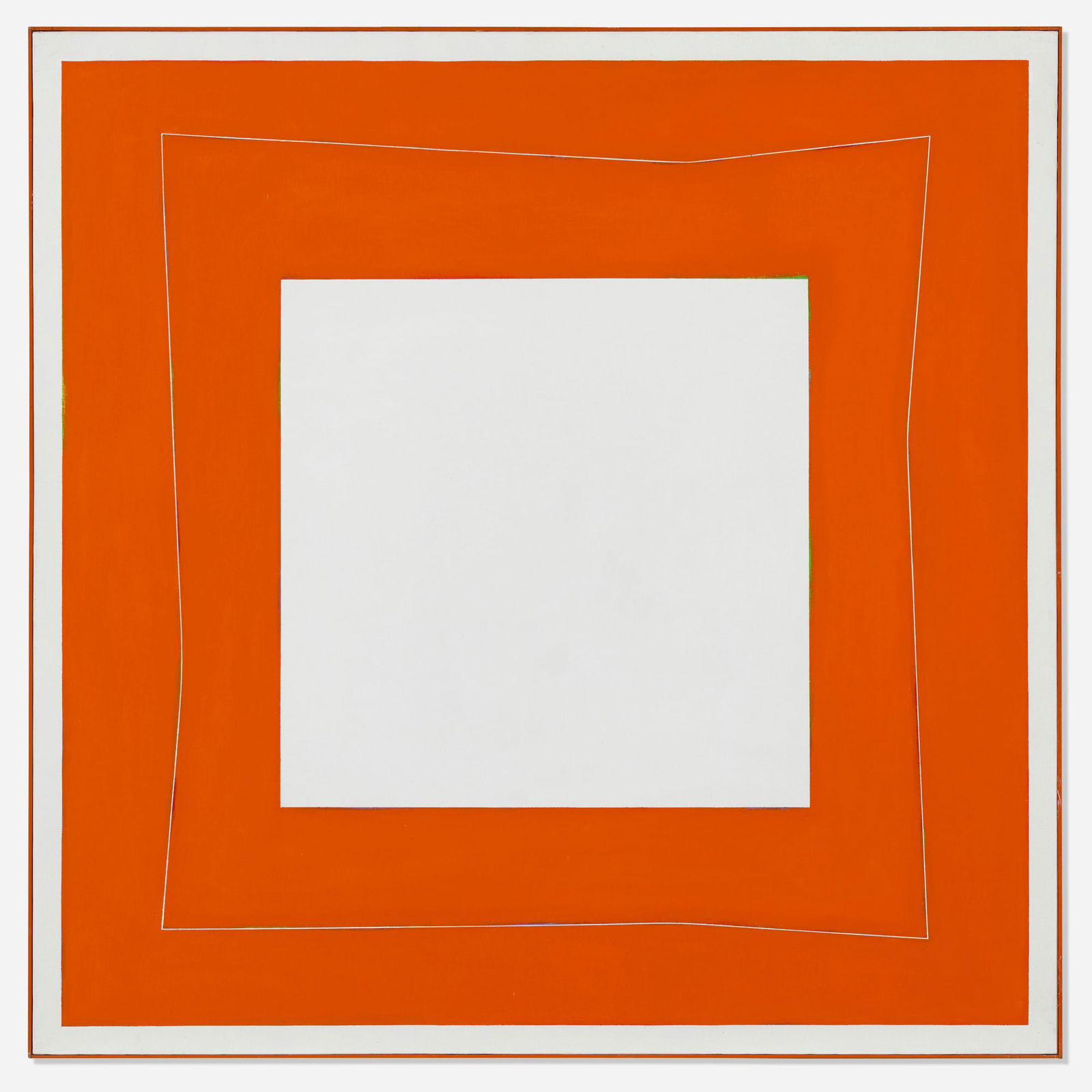 Claudio Verna, Arancio: Claudio Verna Arancio 1970acrylic on linen in artist's frame 55.75 h x 55.5 w in (142 x 141 cm) Signed, titled and dated to verso 'Claudio Verna '70 Arancio'. Provenance:
