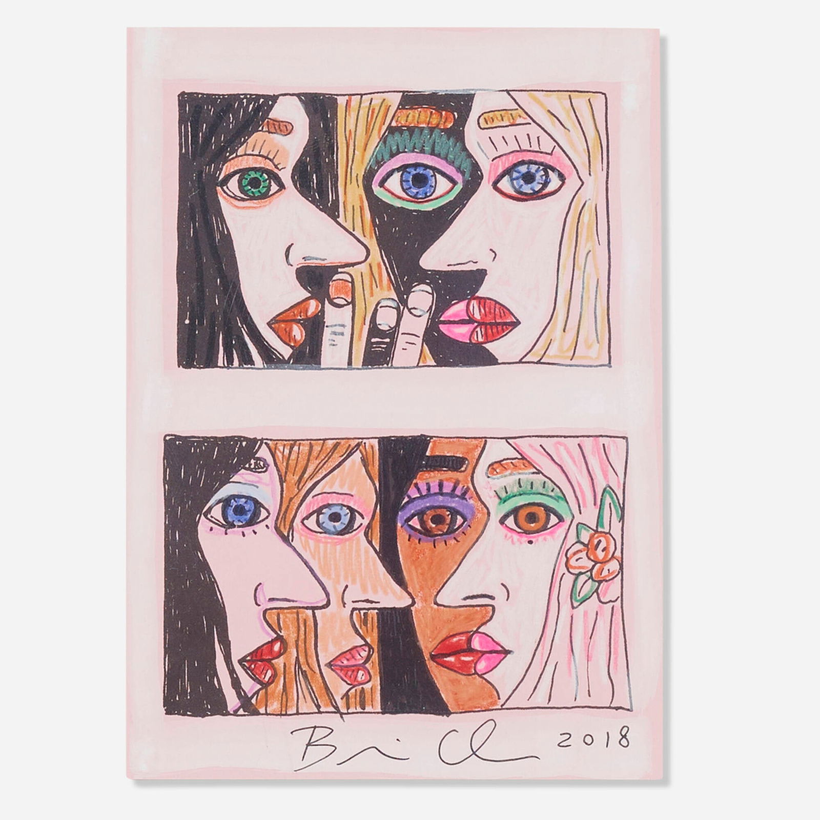 Brian Calvin, Duet (with Chorus): Brian Calvin Duet (with Chorus) 2018offset lithograph with hand-coloring 7 h x 5 w in (18 x 13 cm) Signed and dated to lower edge 'Brian Calvin 2018'. This work is from the edition of 35 uniqu