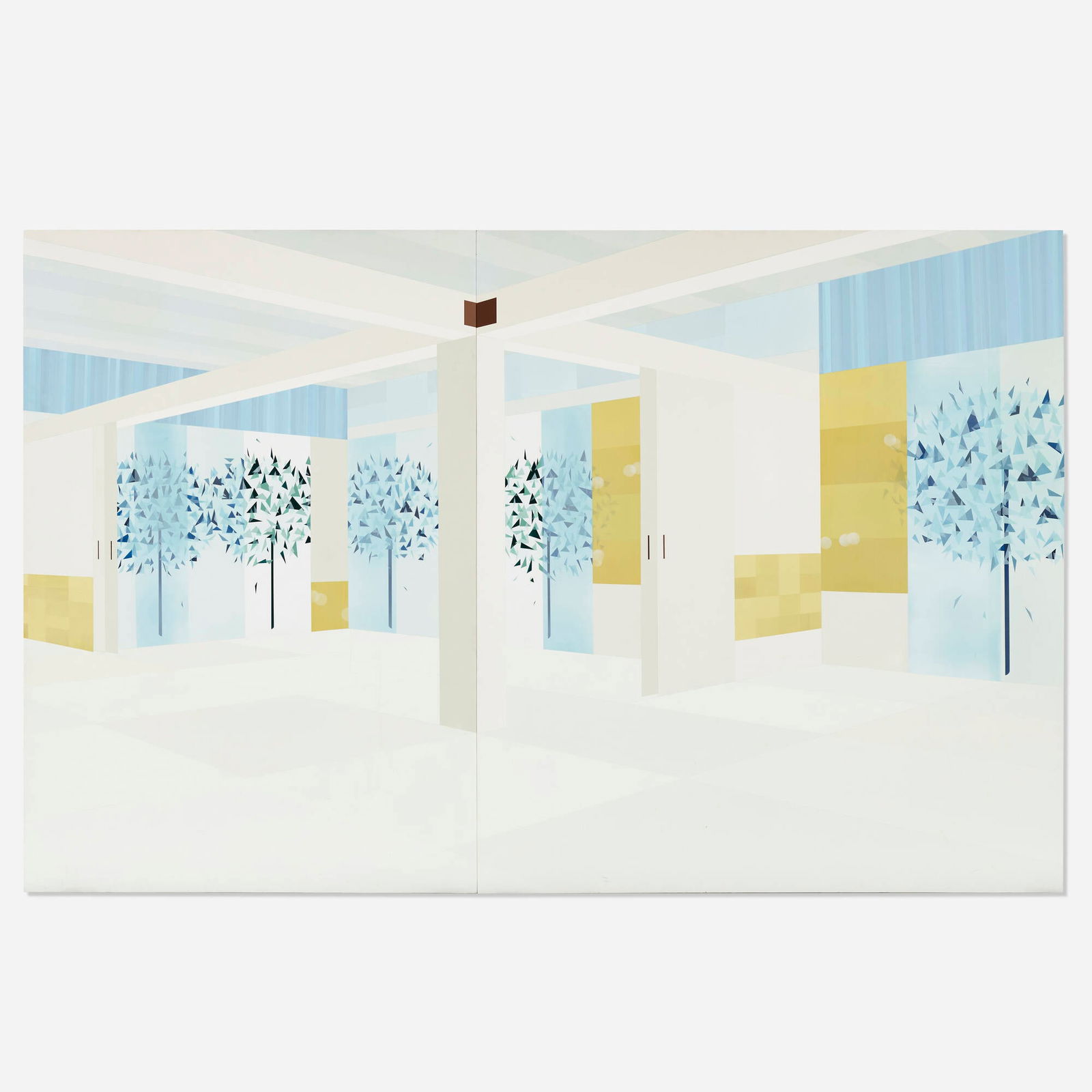 Kevin Appel, Garden View (Spring): Kevin Appel Garden View (Spring) 1998acrylic on canvas over panel in two parts 83.25 h x 131 w in (211 x 333 cm) Signed and dated to verso of each panel 'Kevin Appel 1998'. Prov