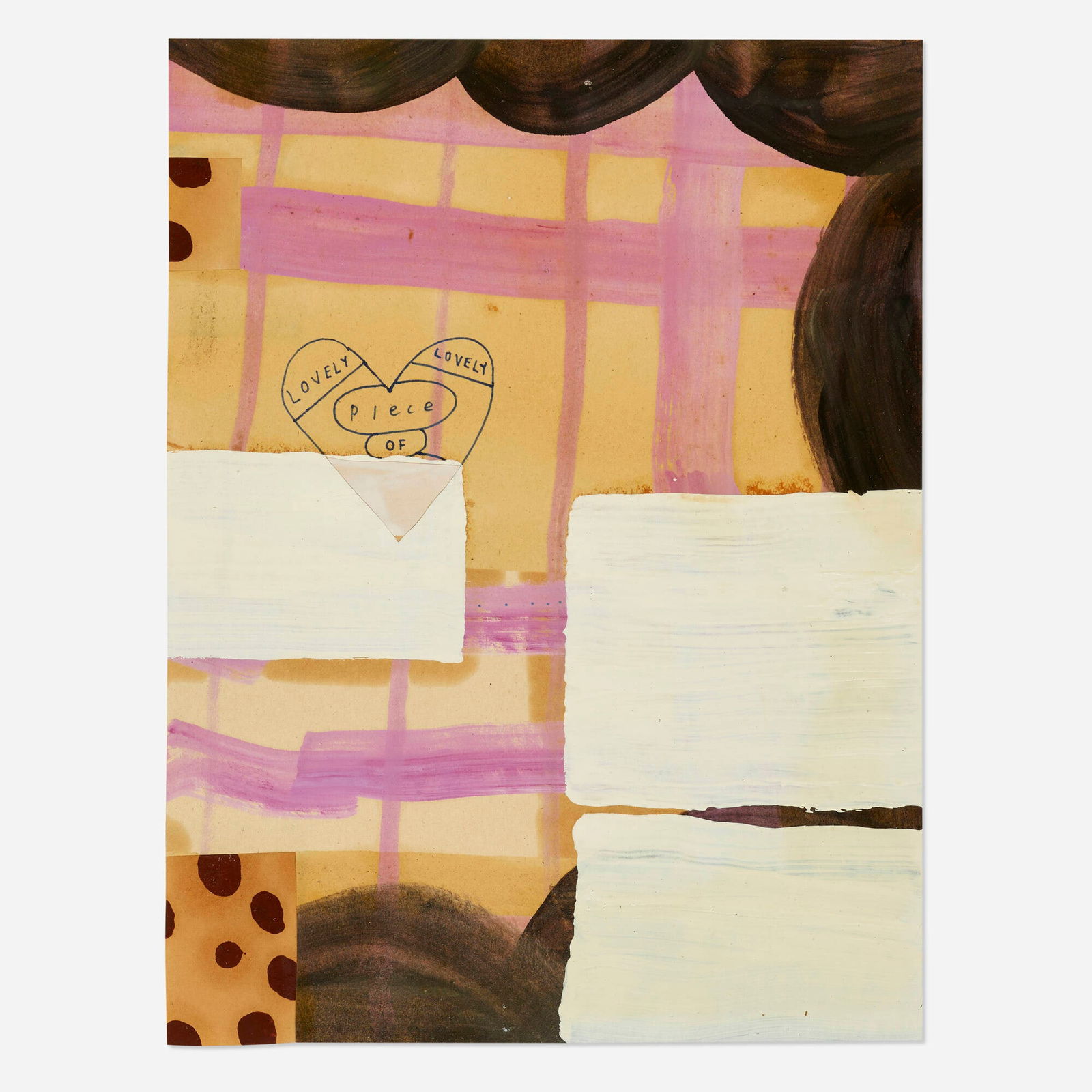 Ruth Root, Lovely Lovely Piece Of: Ruth Root Lovely Lovely Piece Of gouache, oil, ink and collage on paper 12 h x 9 w in (30 x 23 cm) Titled to left of center 'Lovely Lovely Piece Of'. Provenance: Pierogi Gall