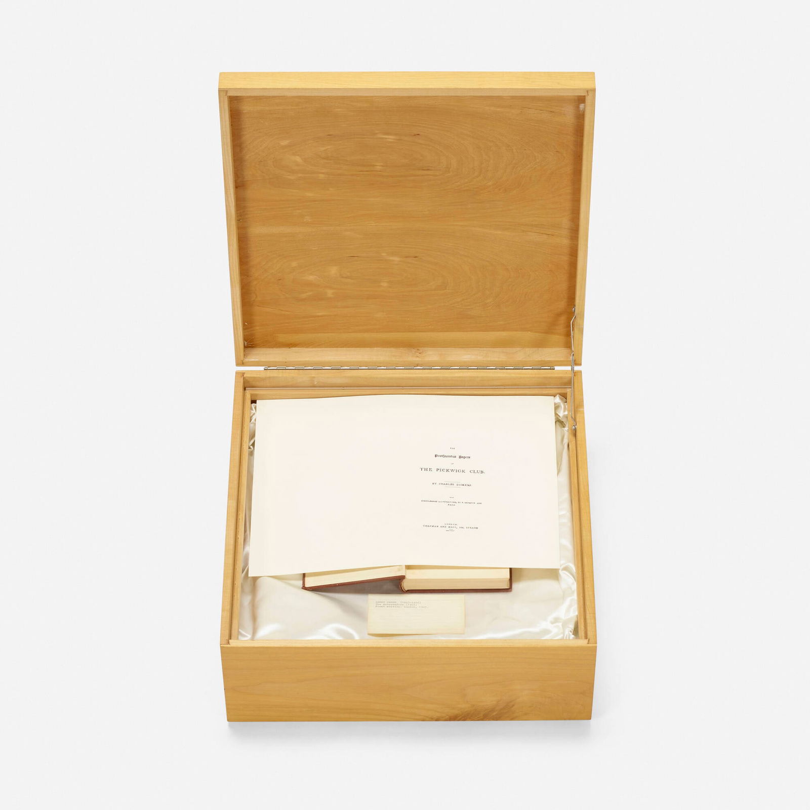 Allen Ruppersberg, Play On Words/A Collection of Rare Books?Charles Dickens: Allen Ruppersberg Play On Words/A Collection of Rare Books?Charles Dickens 1979book, ink on paper, wood and acrylic box, fabric book: 8.75 h x 6.875 w x 1.25 d in (22 x 17 x 3 cm) sheet: 12 h x 16