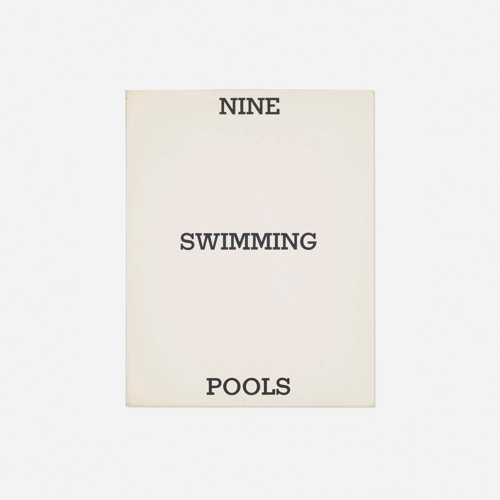 Ed Ruscha, Nine Swimming Pools and a Broken Glass: Ed Ruscha Nine Swimming Pools and a Broken Glass 19684-color offset printing on white paper 7 h x 5.5 w x 0.25 d in (18 x 14 x 1 cm) This work is from the first edition of 2400 printed by Blai