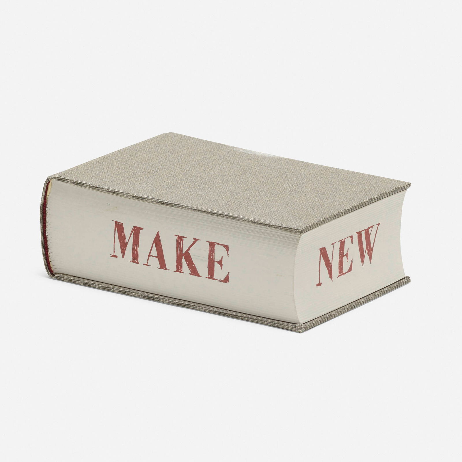 Ed Ruscha, Make New History: Ed Ruscha Make New History 2009linen-bound book 2.75 h x 7.5 w x 5.25 d in (7 x 19 x 13 cm) This work is from the unnumbered edition of 1000 published by the Museum of Contemporary Art, Los An