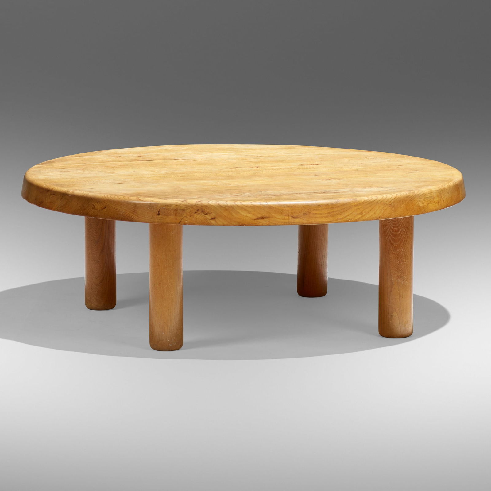 Pierre Chapo, Coffee table, model T02: Pierre Chapo Coffee table, model T02 France, 1963elm 13.5 h x 37 dia in (34 x 94 cm) Literature: Pierre Chapo: A Modern Craftsman, Magan H Gallery exhibition catalog, p