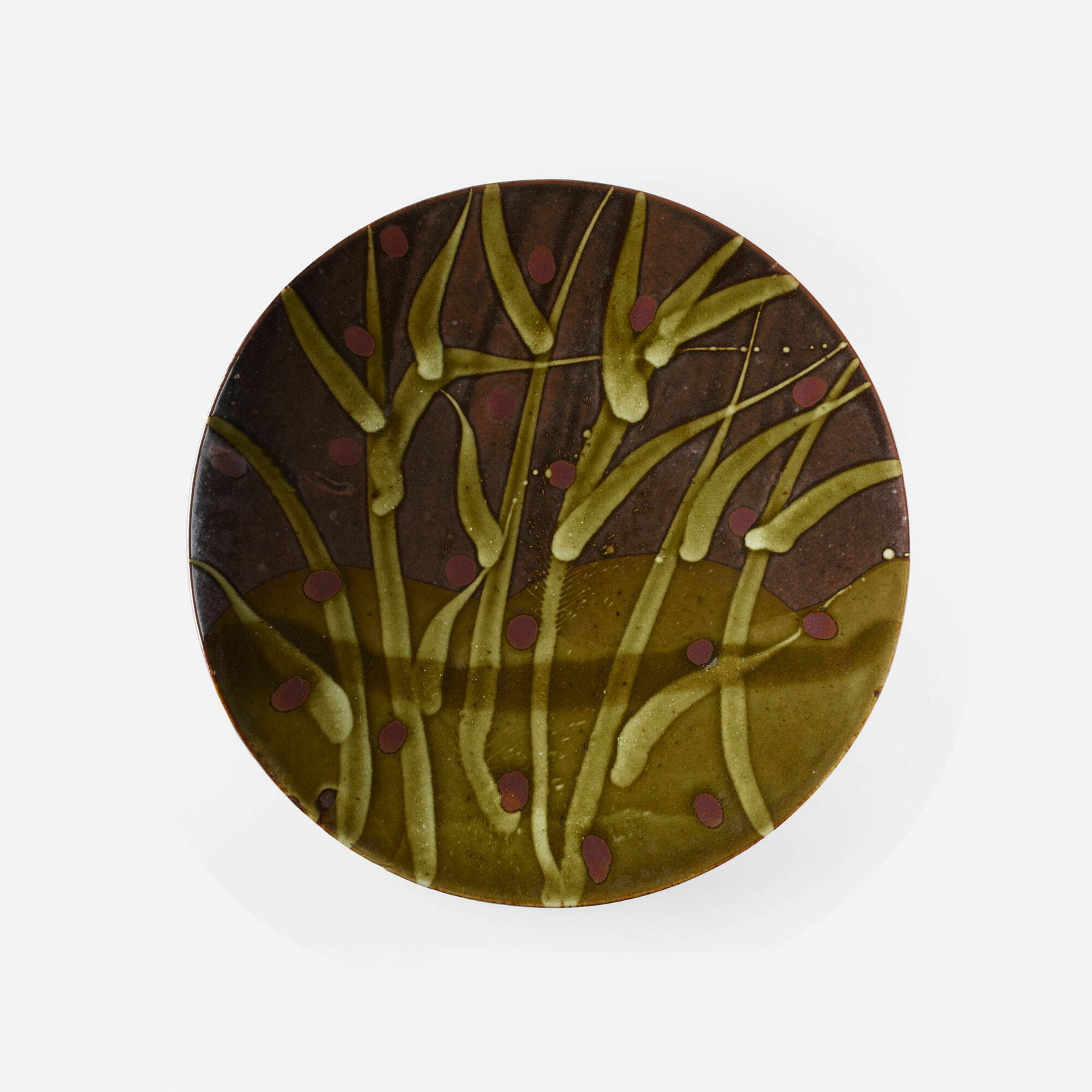 Kurt Weiser, Charger: Kurt Weiser Charger USAglazed earthenware 3.25 h x 21.5 dia in (8 x 55 cm) Incised signature to verso 'Weiser'. This work will ship from Lambertville, New Jersey.