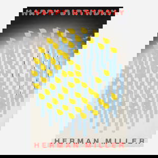 Stephen Frykholm, Happy Birthday Herman Miller poster: Stephen Frykholm Happy Birthday Herman Miller poster 1998offset lithograph in colors 36 h x 24 w in (91 x 61 cm) Signed by the designer to lower edge 'Stephen Frykholm'. Th