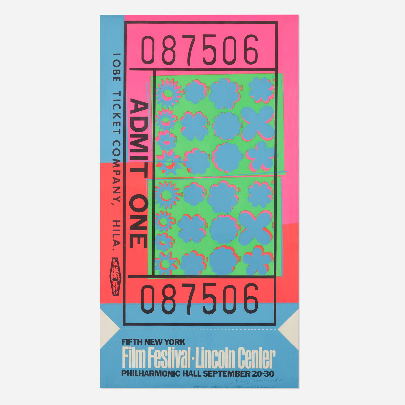 Andy Warhol, Lincoln Center Ticket (1 of 4)