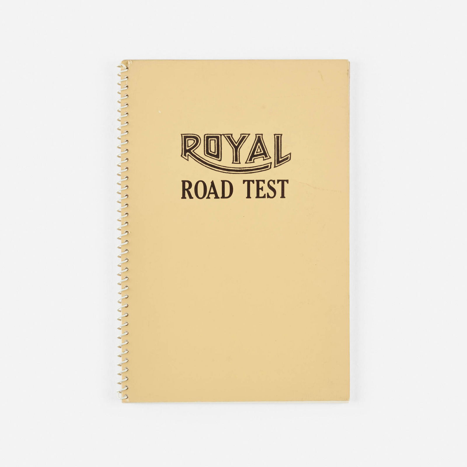 Ed Ruscha, Mason Williams and Patrick Blackwell, Royal Road Test: Ed Ruscha, Mason Williams and Patrick Blackwell Royal Road Test 1967offset lithograph on 80 lb. white Prentice Gloss with spiral binding 9.375 h x 6.375 w x .25 d in (24 x 16 x 1 cm) This work