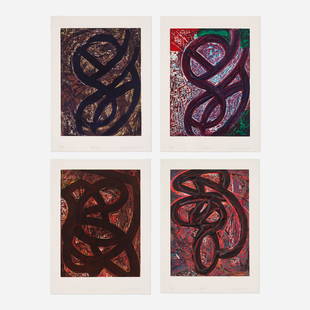 Louise Fishman, Suite of four works: Louise Fishman Suite of four works 1984woodcut in colors with hand-deletions on Arches image: 23.75 h x 17.75 w in (60 x 45 cm) sheet: 29.875 h x 22.125 w in (76 x 56 cm) Lot is comprised o