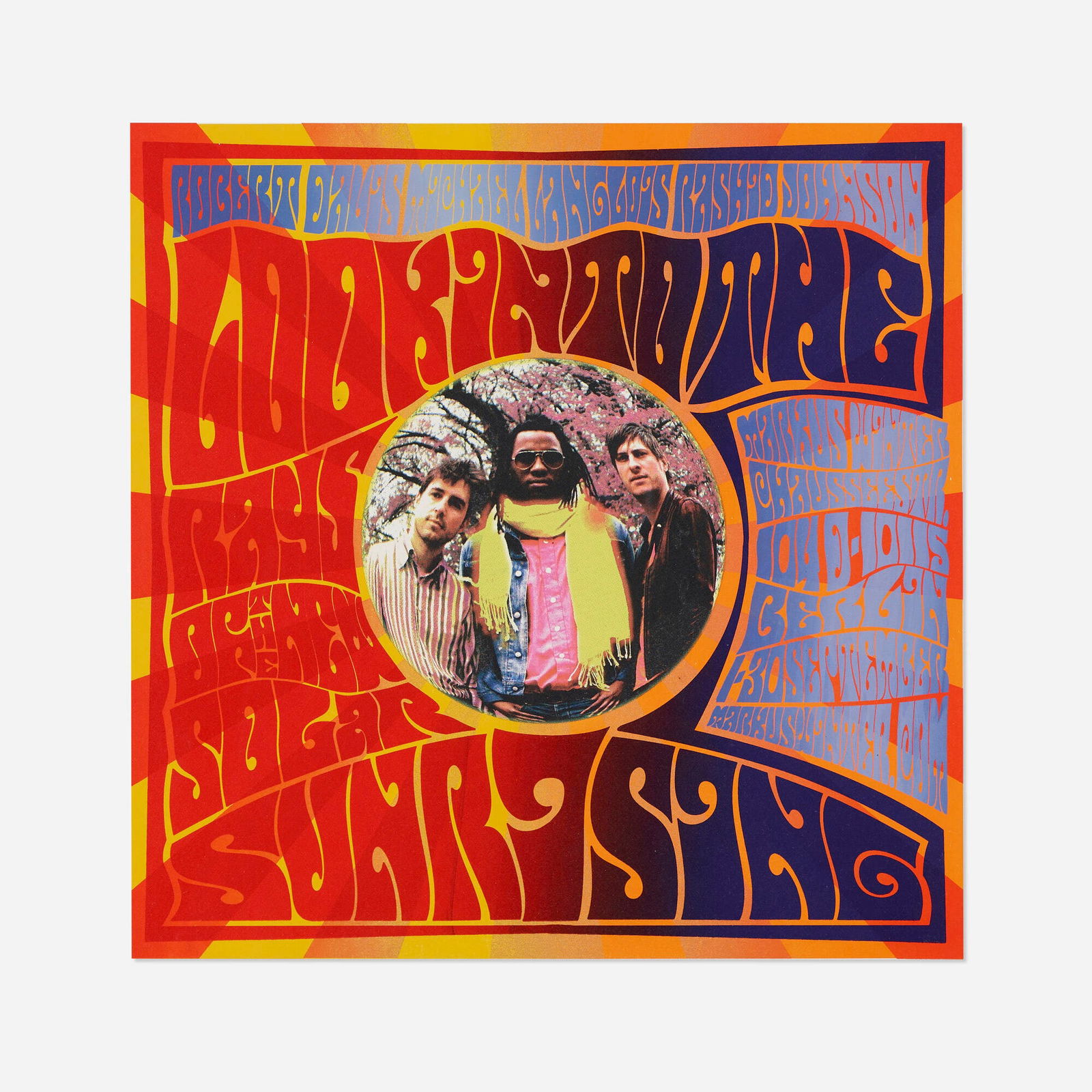 Rashid Johnson, Robert Davis and Michael Langlois, Look into the Rays of the New Solar Sun Rising: Rashid Johnson, Robert Davis and Michael Langlois Look into the Rays of the New Solar Sun Rising 2006screenprint in colors image: 20 h x 20 w in (51 x 51 cm) sheet: 22 h x 22 w in (56 x 56 cm)