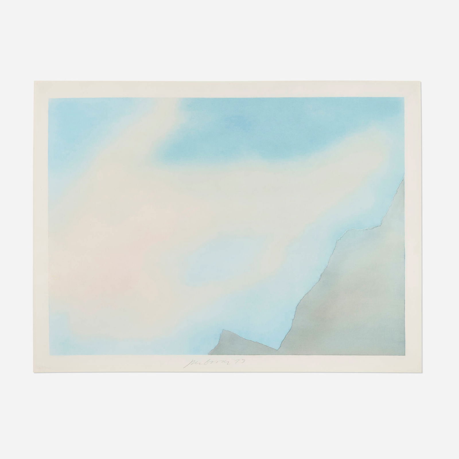 Joe Goode, Untitled (Torn Cloud D): Joe Goode Untitled (Torn Cloud D) 1973watercolor on Strathmore 30 h x 40 w in (76 x 102 cm) Signed and dated to lower center 'Joe Goode '73'.This work will ship from Los An