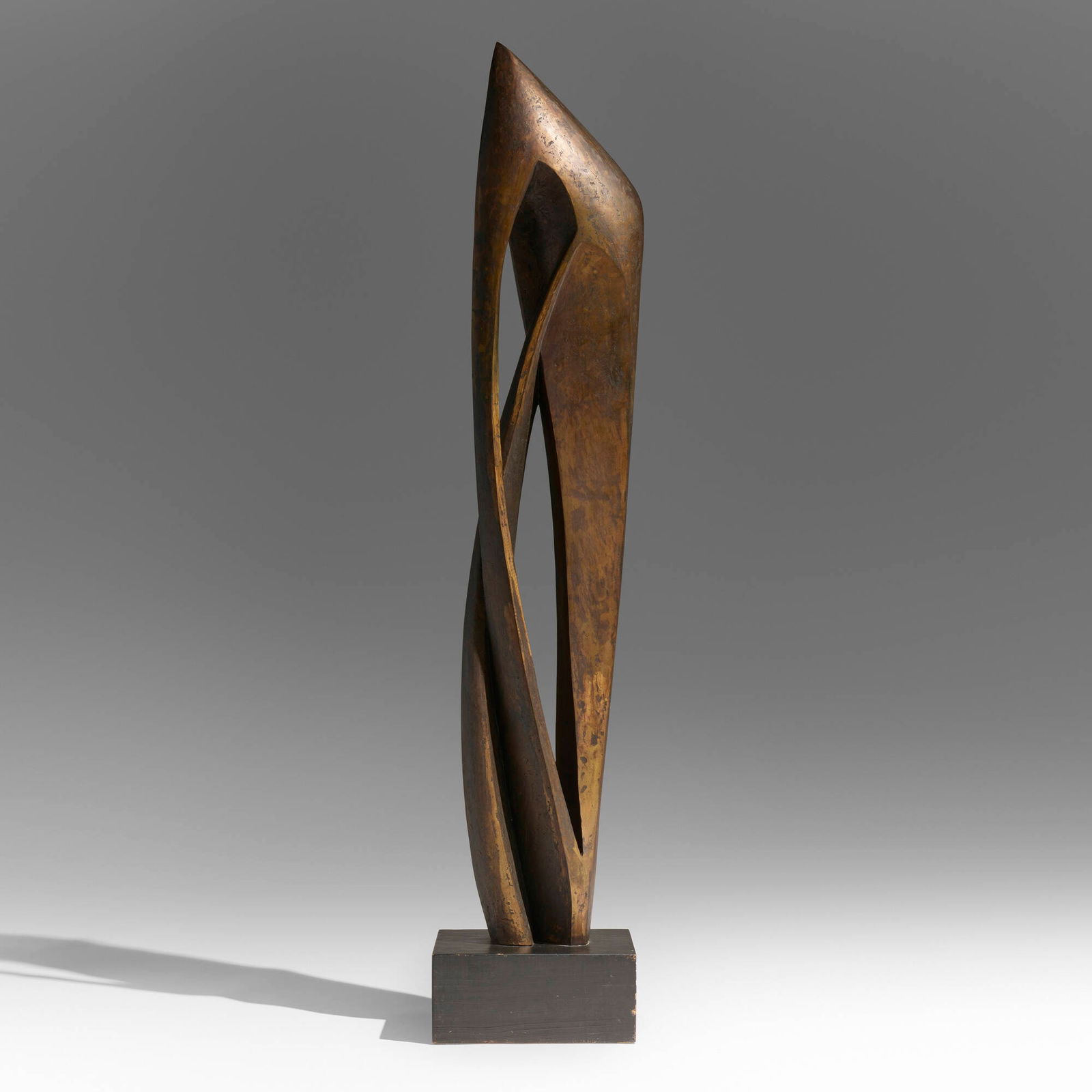 Pietro Consagra, Forma 1: Pietro Consagra Forma 1 1947 / 1973bronze on painted wood base 75 h x 15 w x 15.25 d in (190 x 38 x 39 cm) Impressed signature, date and number to lower edge of bronze 'Consagra 47-73 2/3'. Th