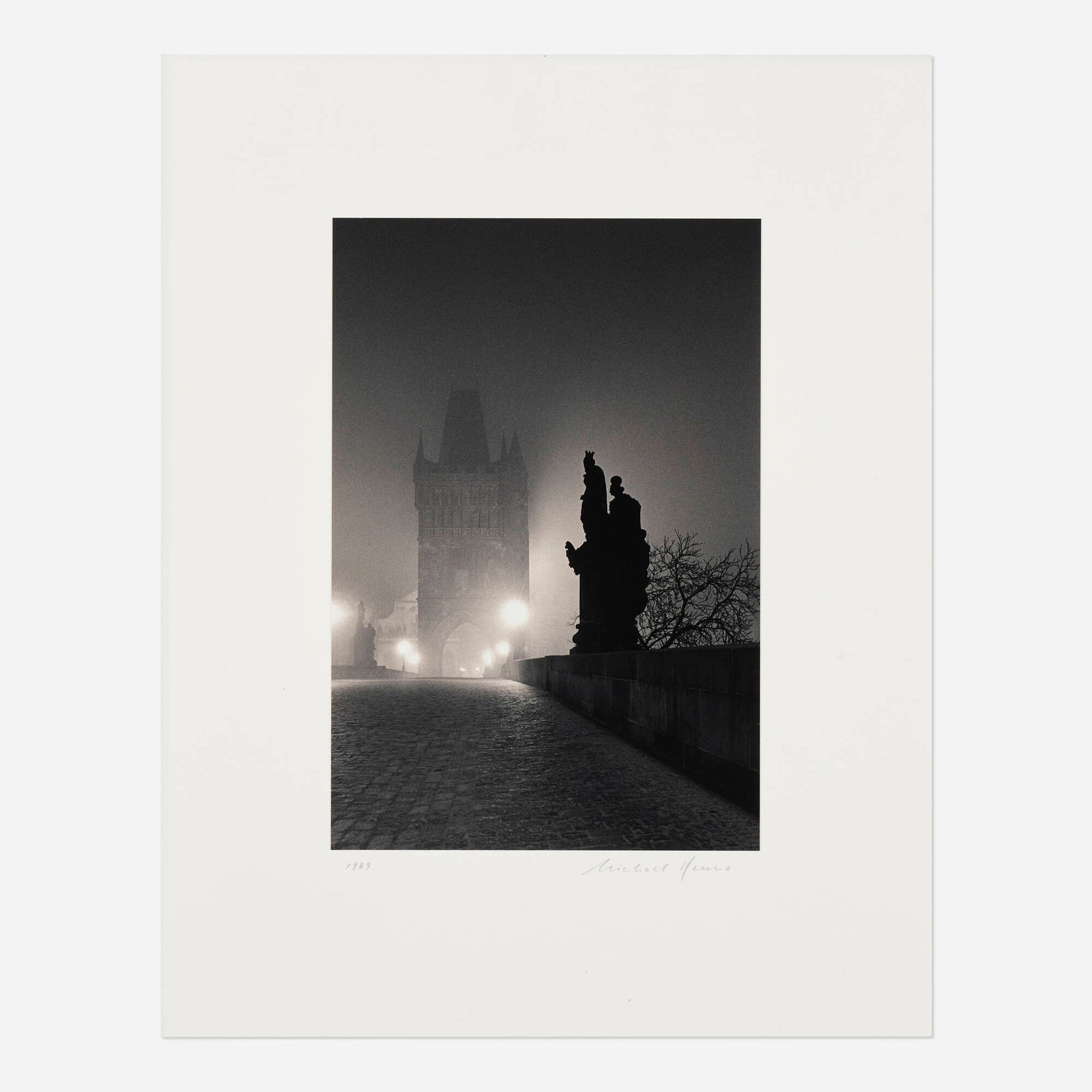 Michael Kenna, Charles Bridge, Study 4, Prague, Czechoslovakia: Michael Kenna Charles Bridge, Study 4, Prague, Czechoslovakia 1989 / printed 1991gelatin silver print image: 9 h x 6 w in (23 x 15 cm) mount: 14 h x 11 w in (36 x 28 cm) Signed and dated to