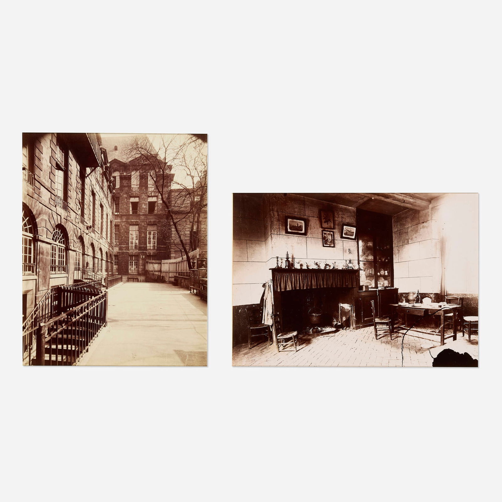 Eugene Atget, Cour-3, Rue de l'Abbaye; Interieur Picard (two works): Eugene Atget Cour-3, Rue de l'Abbaye; Interieur Picard (two works) c. 1910, 1921albumen print image: 8.5 h x 6.875 w in (22 x 17 cm) image: 6.25 h x 9 w in (16 x 23 cm) mount (each): 14.625 h x