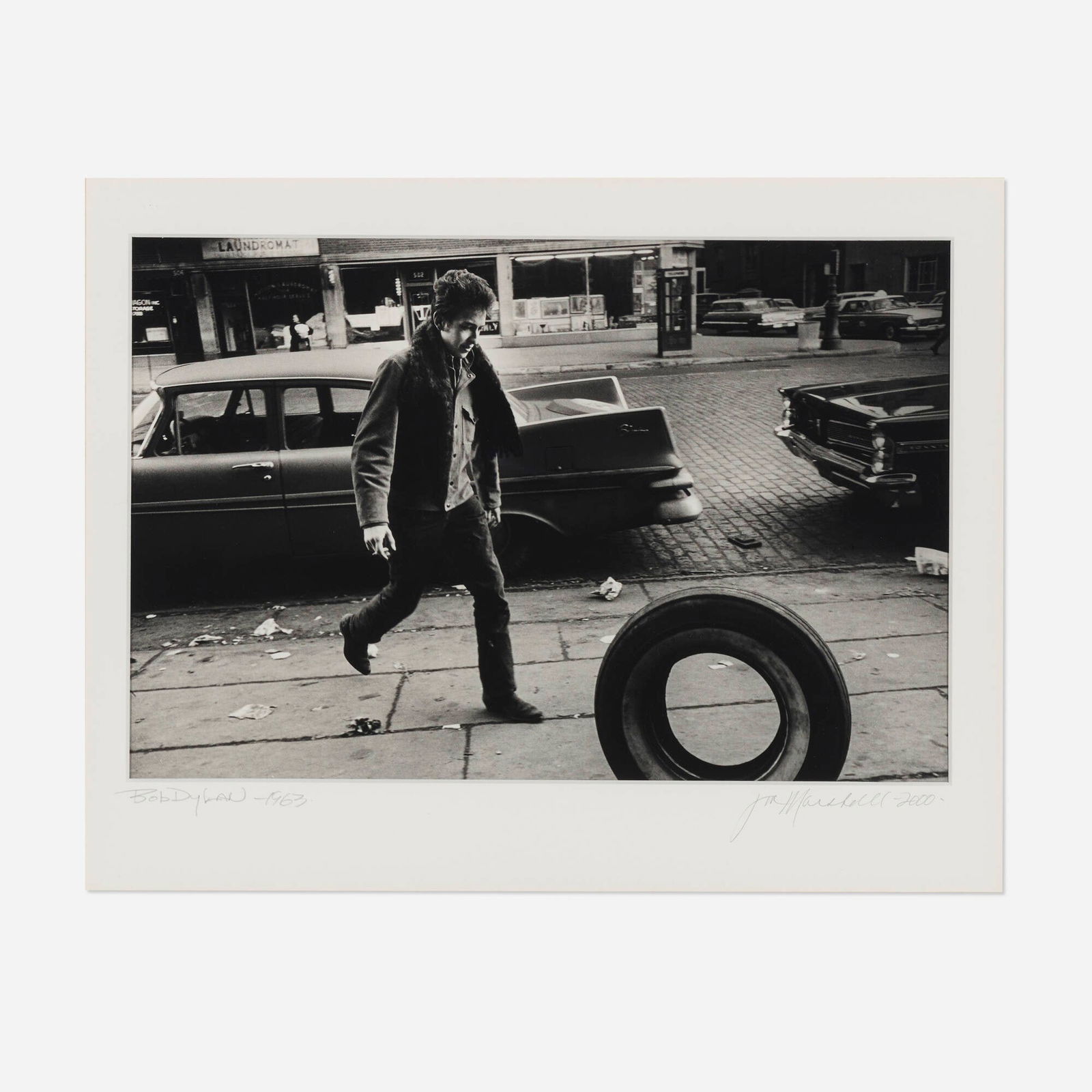 Jim Marshall, Bob Dylan: Jim Marshall Bob Dylan 1963 / printed 2000gelatin silver print image: 8.375 h x 12.5 w in (21 x 32 cm) sheet: 11 h x 14 w in (28 x 36 cm) Signed, titled and dated to lower margin 'Bob Dylan