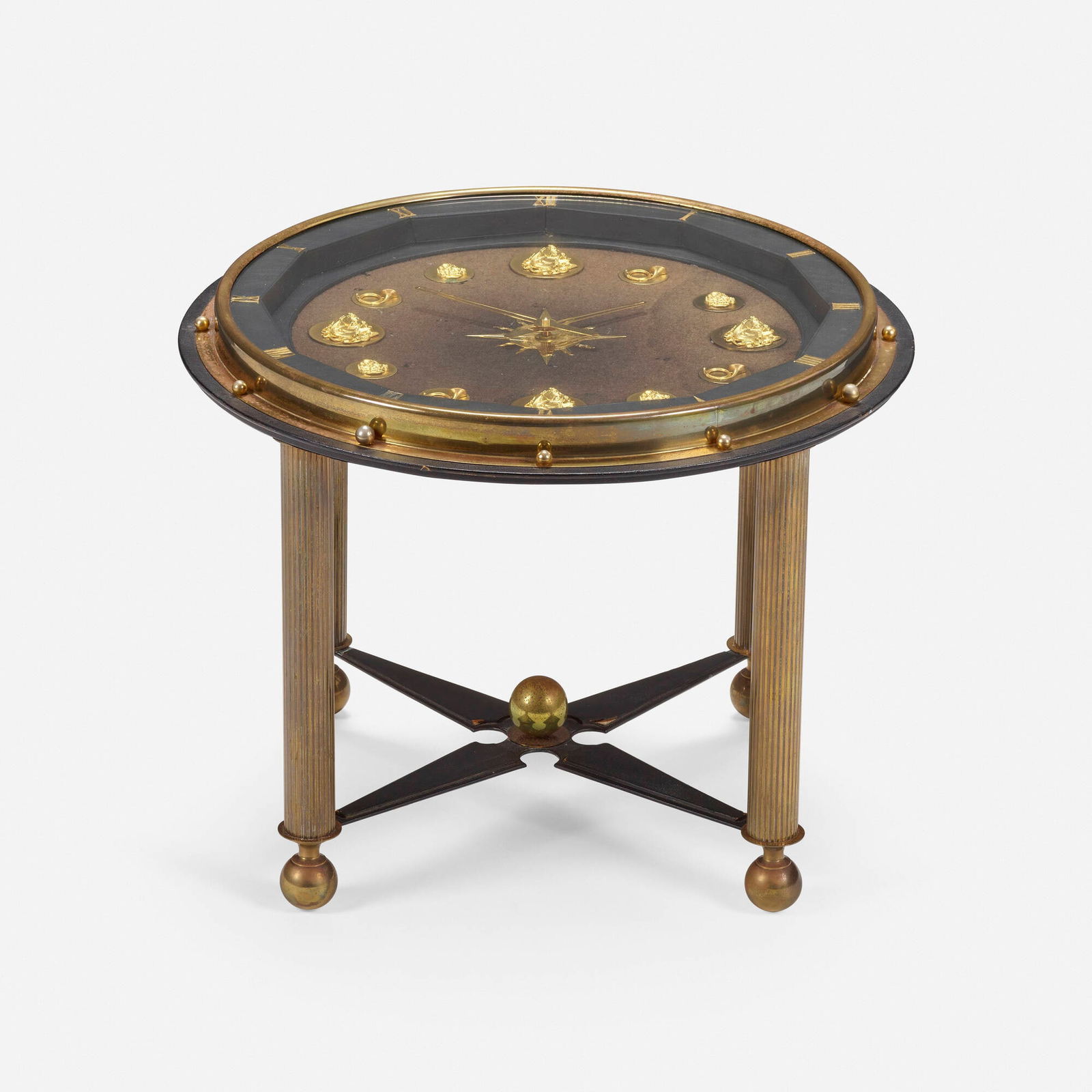 Jacques Adnet, attribution, Clock gueridon from the Collection of Jim Carrey (1 of 3)