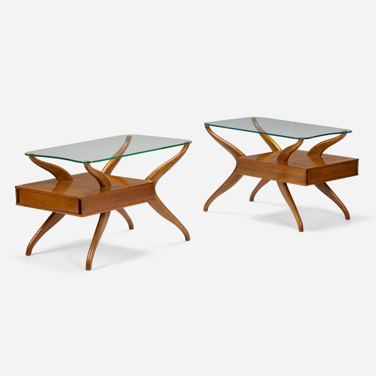 In the manner of Vladimir Kagan, Occasional tables from the Collection of Jim Carrey, pair (1 of 5)