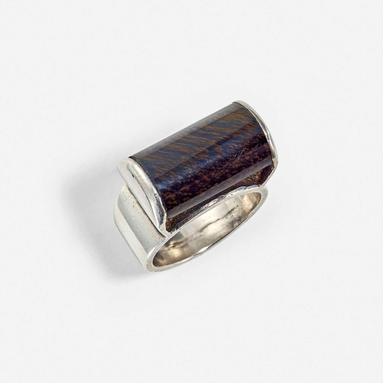Margaret De Patta, Production Ring #14: Margaret De Patta Production Ring #14 USA, 1947 / 1947-48sterling silver, jasper 1.125 h x 0.875 w x 0.50 d in (3 x 2 x 1 cm) Impressed signature and artist's cipher to band 'De Patta Sterling