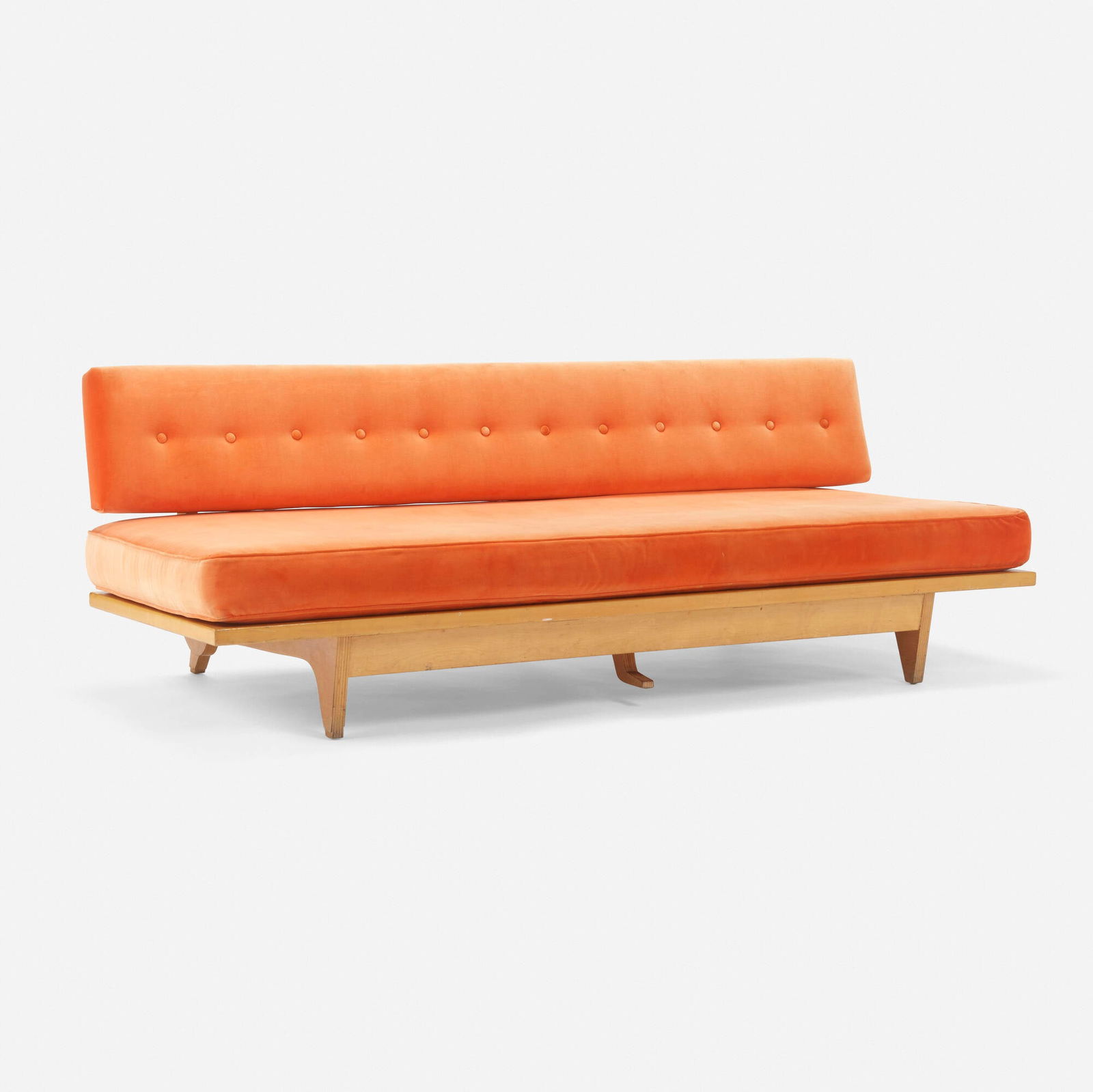 Richard Stein, Daybed: Richard Stein Daybed Knoll AssociatesUSA, 1947upholstery, birch, birch plywood 27.25 h x 77.5 w x 35 d in (69 x 197 x 89 cm) Daybed features a retractable backrest. Litera