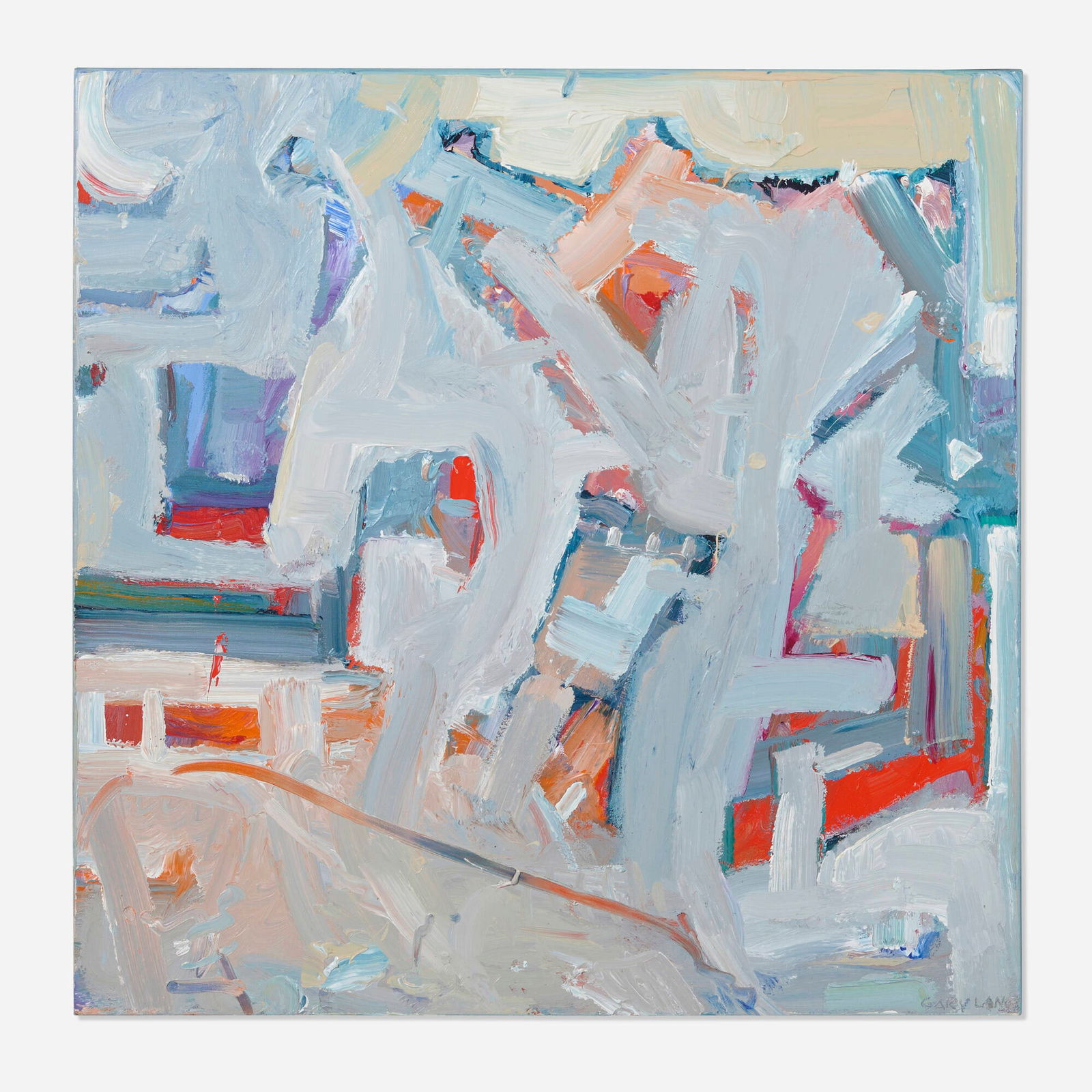 Gary Lang, Portlandia (from the I Ha series): Gary Lang Portlandia (from the I Ha series) 2020oil on canvas 34 h x 34 w in (86 x 86 cm) Signed to lower right 'Gary Lang'. Signed, titled and dated to verso 'I Ha Series Gary Lang Portlandia