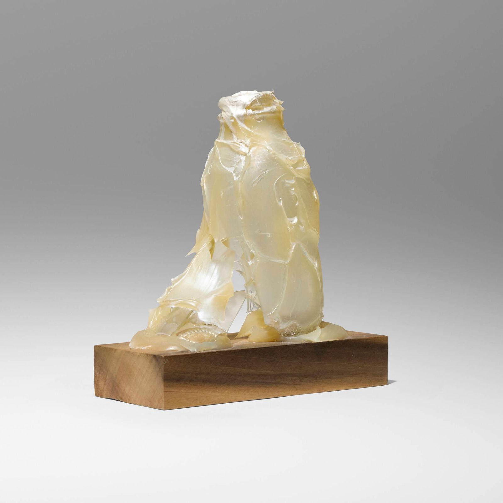 Joe Goode, Milk Bottle Sculpture 53: Joe Goode Milk Bottle Sculpture 53 2009acrylic, glass, wood 10.75 h x 10 w x 4.125 d in (27 x 25 x 10 cm) Signed and dated to underside 'Joe Goode 2009'. This work will shi