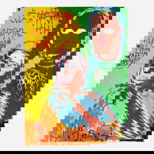 James Franco, Riot Oct: James Franco Riot Oct 2008mixed media on canvas 48 h x 36 w in (122 x 91 cm) Provenance: Gift from the artist to the present owner This work will ship from