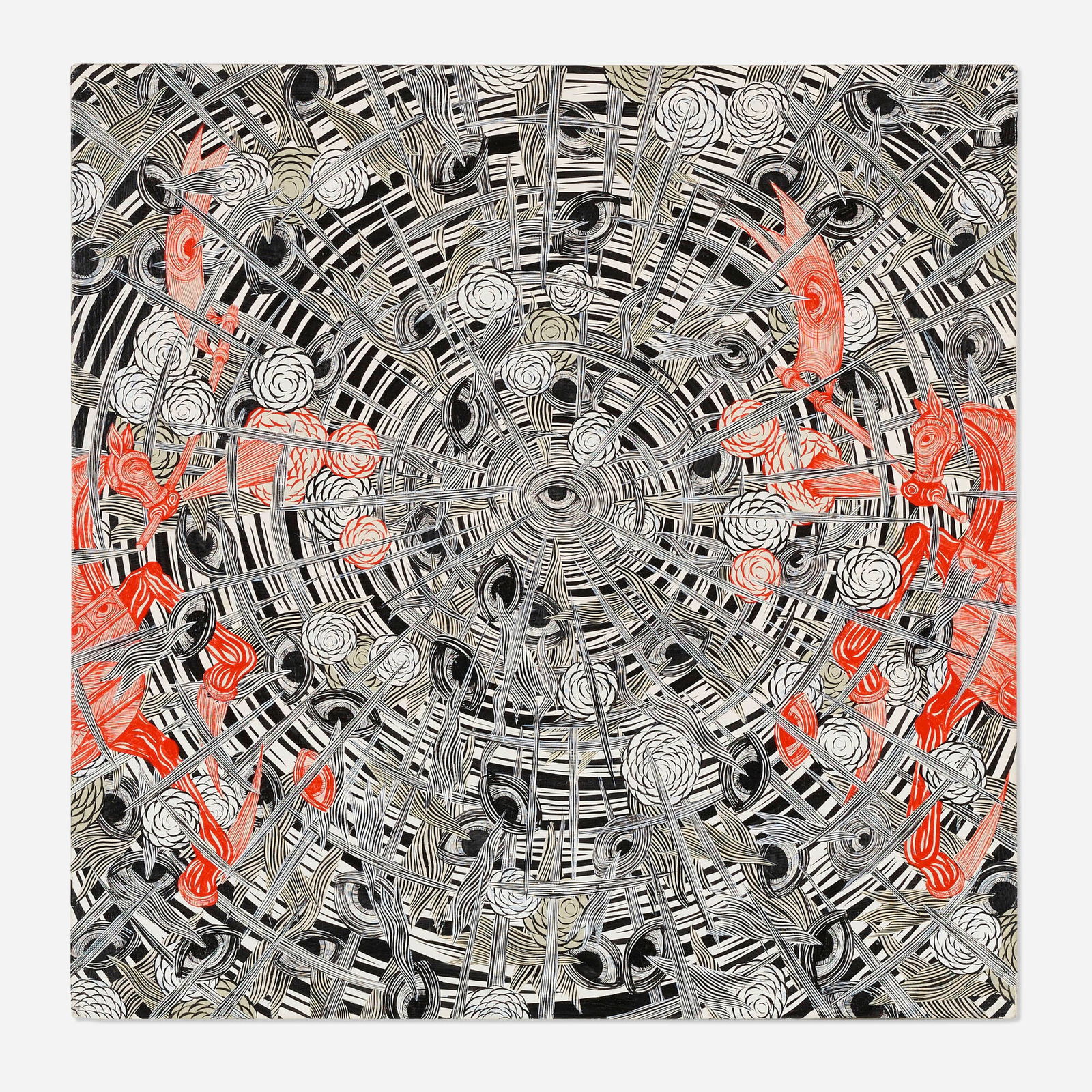 Andrew Schoultz, Roving Eye: Andrew Schoultz Roving Eye 2010acrylic on wood 14 h x 14 w x 1.75 d in (36 x 36 x 4 cm) This work is from the Carolyn Glasoe Bailey Foundation Collection and is being sold to benefit the found