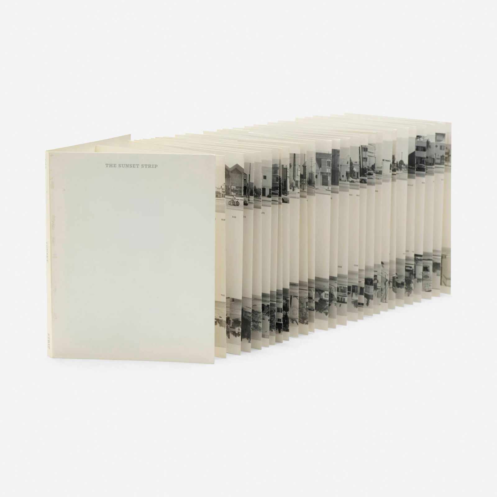 Ed Ruscha, Every Building on the Sunset Strip: Ed Ruscha Every Building on the Sunset Strip 1966 / 1971offset lithograph in bound book, silver Mylar 7.25 h x 6 w x .5 d in (18 x 15 x 1 cm) Signed, dated and inscribed to slipcase 'To Craig.