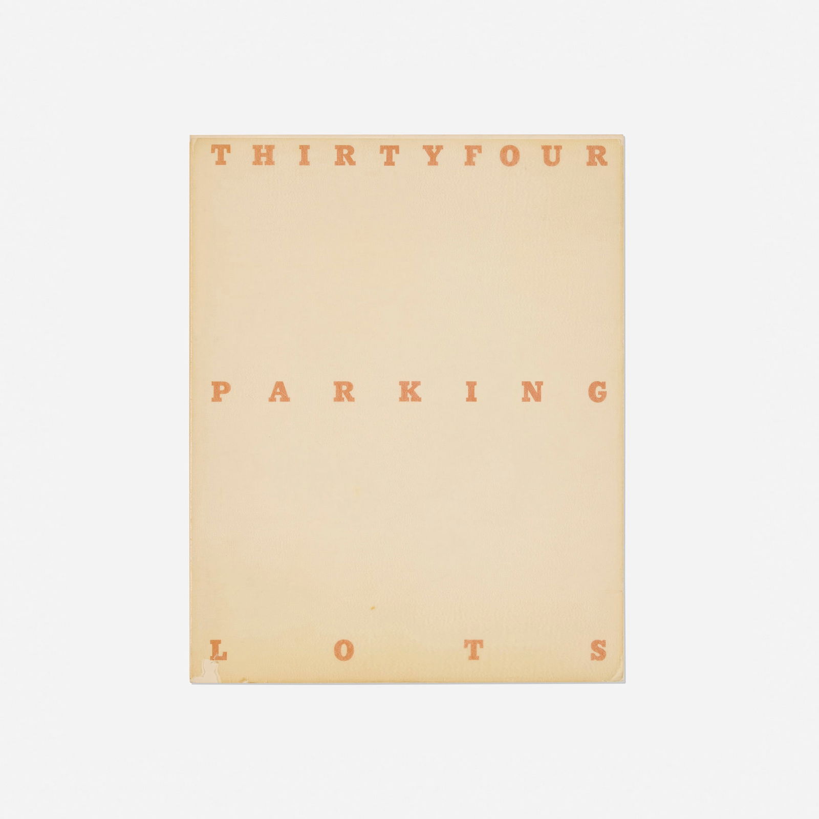 Ed Ruscha, Thirtyfour Parking Lots: Ed Ruscha Thirtyfour Parking Lots 1967 / 1969offset lithograph in bound book 10 h x 8 w in (25 x 20 cm) This work is from the second edition of 2000 published by the artist. Lit