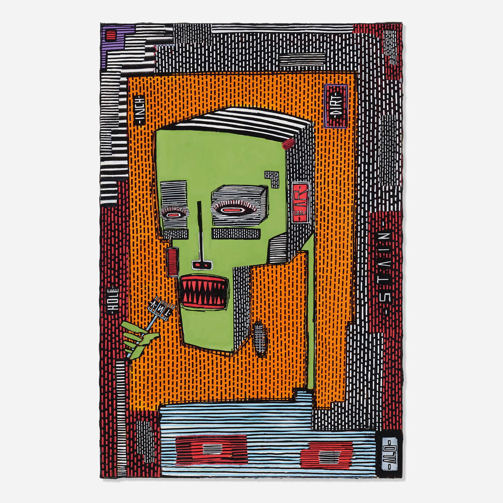 ALO (Aristide Loria), Ant: ALO (Aristide Loria) Ant 2014 acrylic on canvas 35.625 h x 24 w in (90 x 61 cm) Signed to verso 'ALO A L'. Provenance: Saatchi Gallery, London | Private Collection