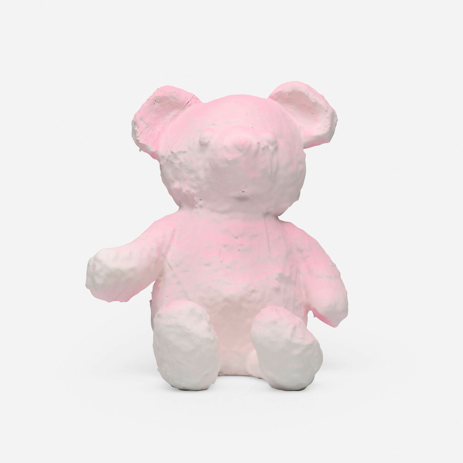 Daniel Arsham, Cracked Bear (Pink): Daniel Arsham Cracked Bear (Pink) 2018fabric, plaster, pigment 9.75 h x 8.5 w x 8 d in (25 x 22 x 20 cm) Numbered to artist's label to packaging 'An Official Arsham Studio Device 263/500 Arsha